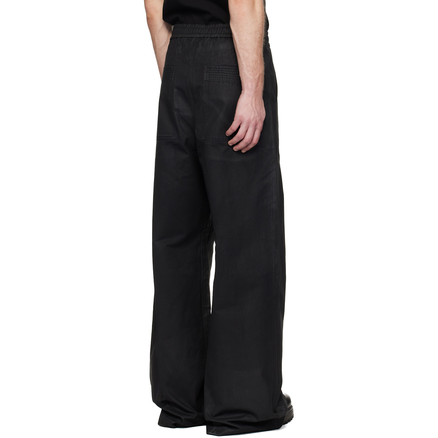  Det Blev Sent Black Waxed Elastic Trousers 