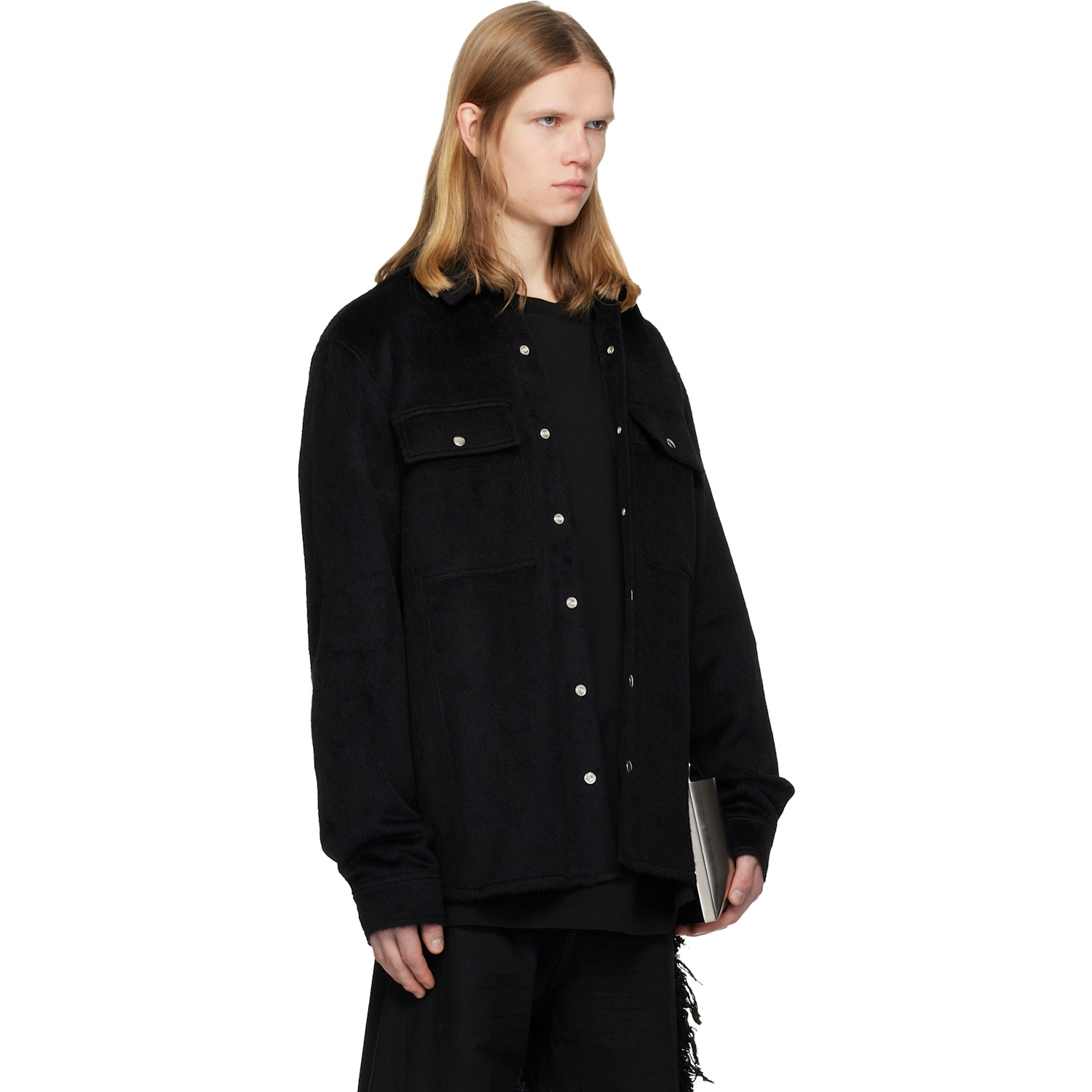  Det Blev Sent Black Alpaca Wool Shirt 
