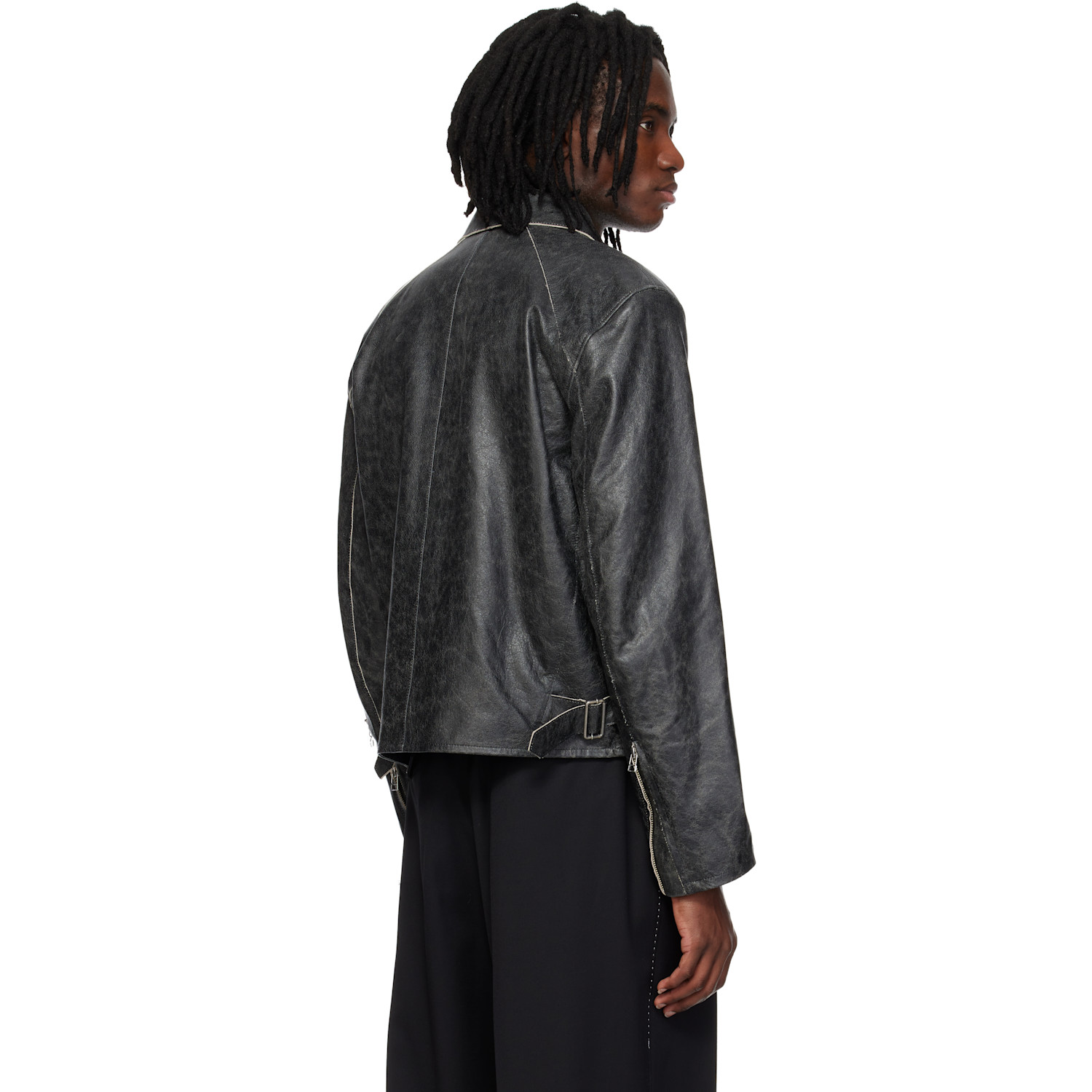  Mmic Gray Vapor Leather Jacket 