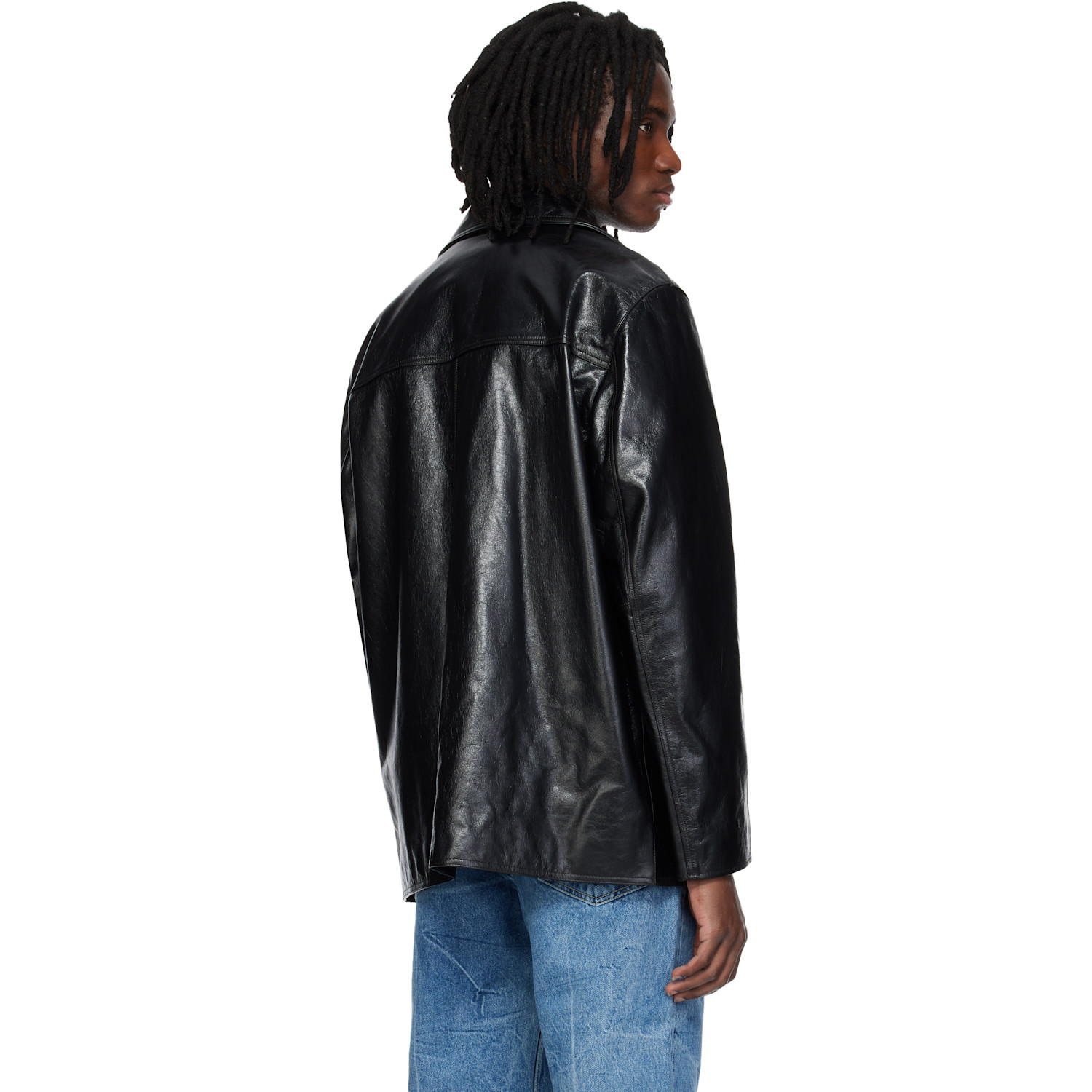  Mmic Black Boulevard Leather Coat 