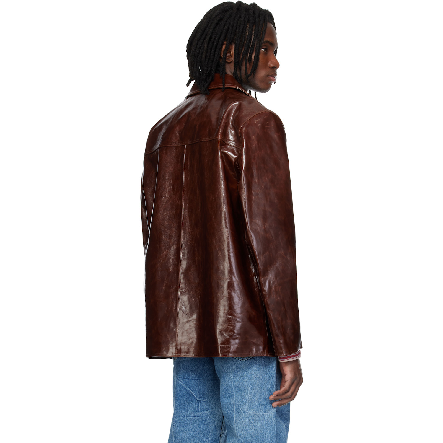  Mmic Brown Boulevard Leather Coat 