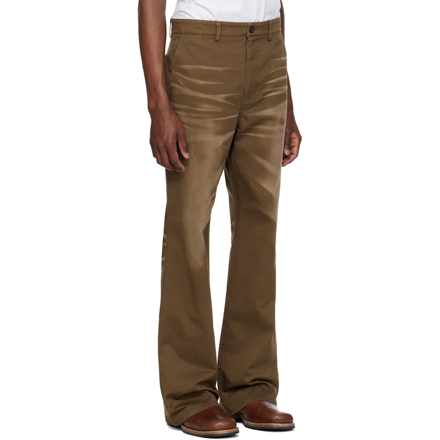  Mmic Brown Blues Flare Chino Trousers 