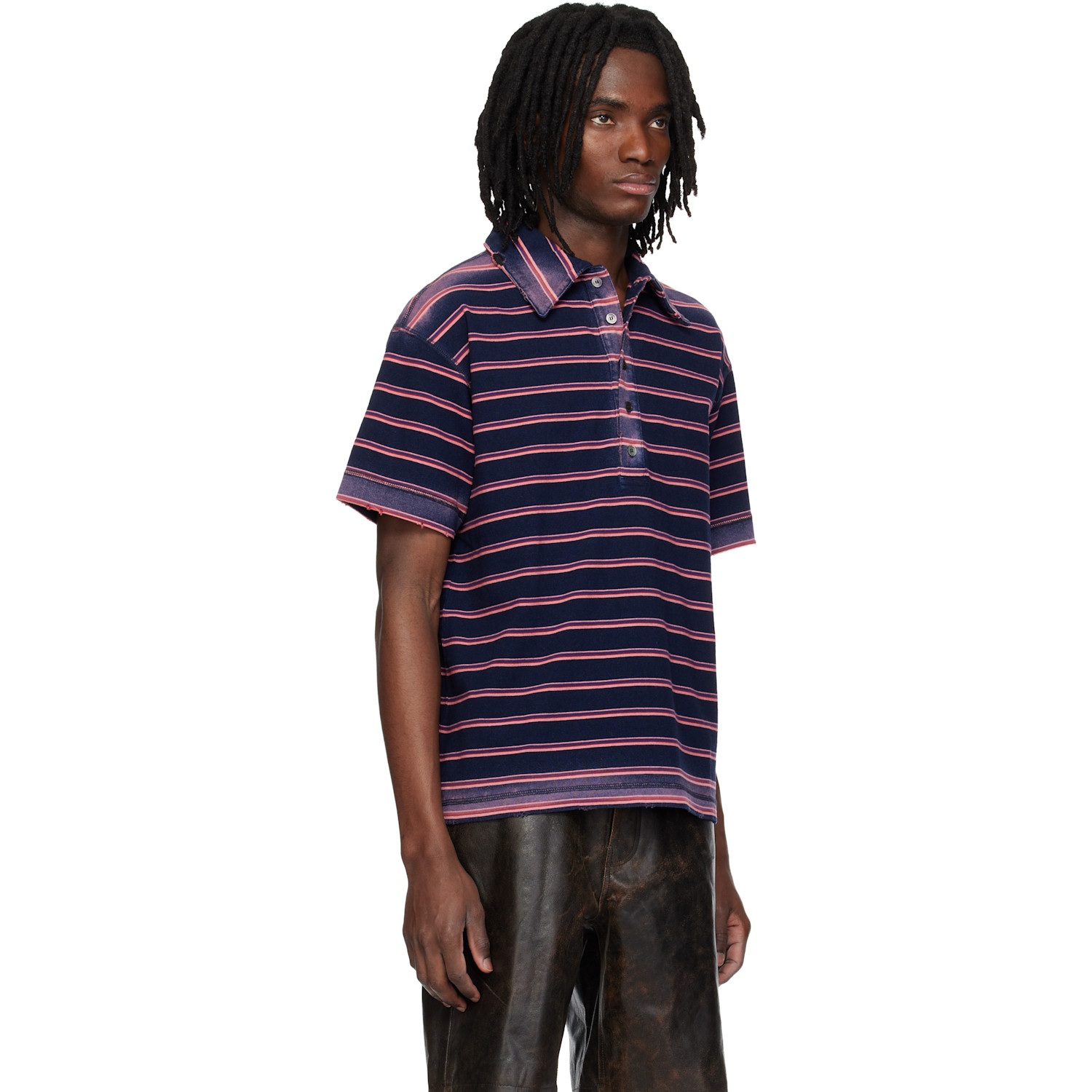  Mmic Navy & Pink Sunstripe Polo 