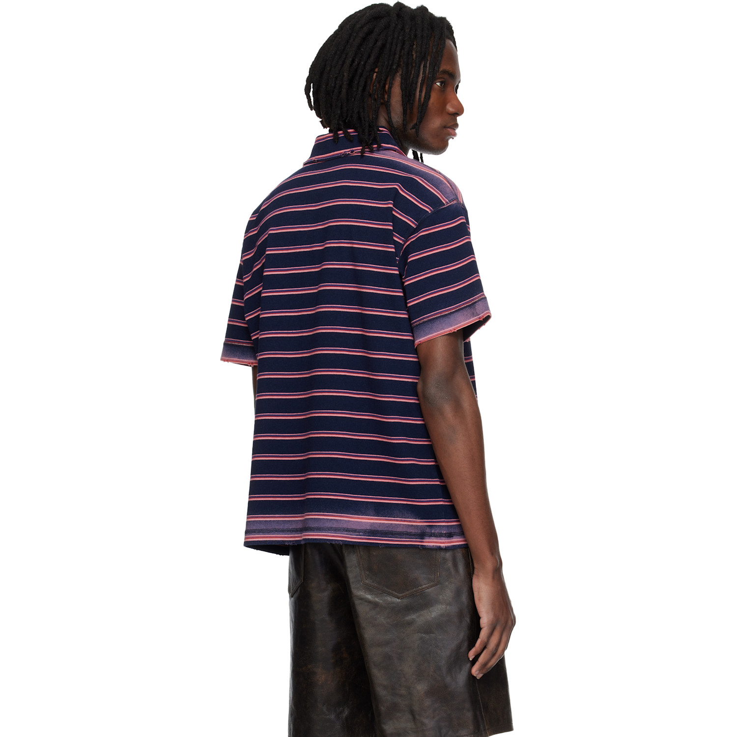  Mmic Navy & Pink Sunstripe Polo 
