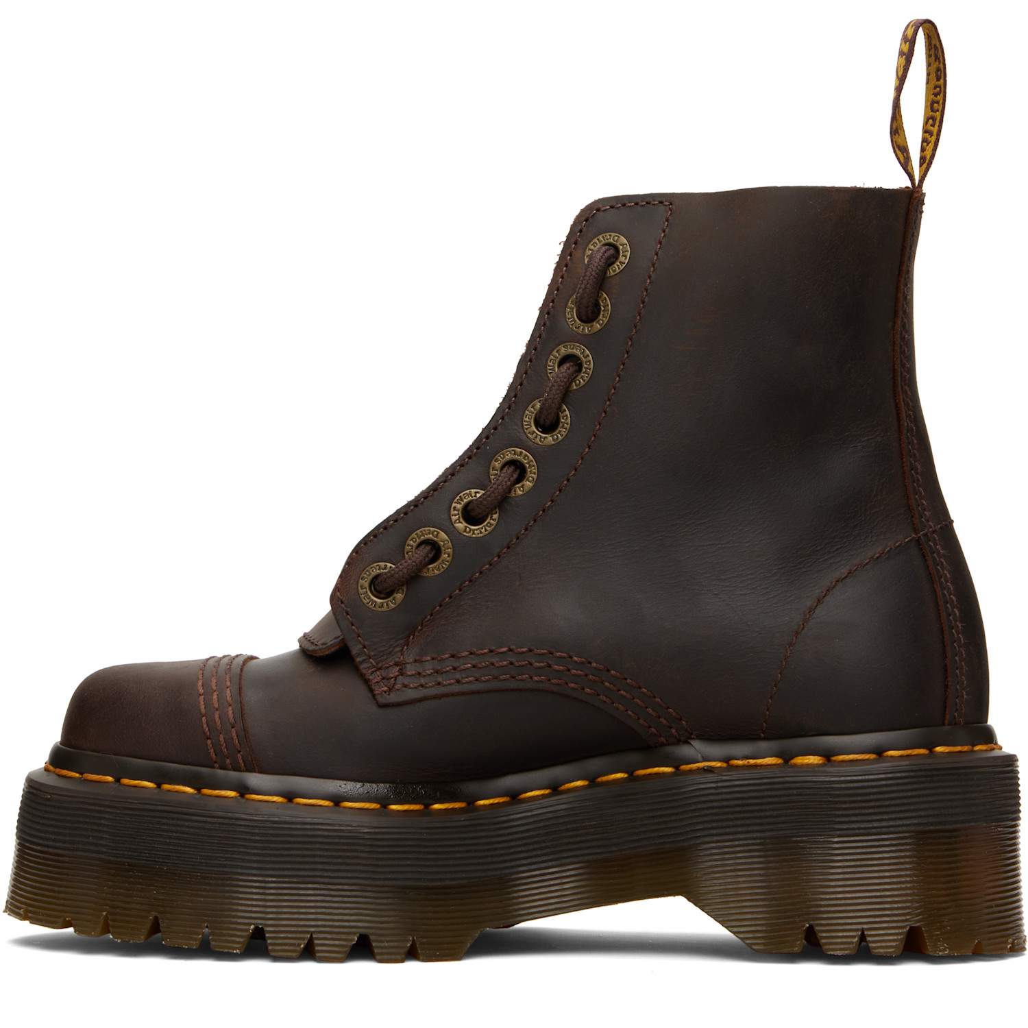  Dr. Martens Brown Sinclair Crazy Horse Leather Platform Boots 