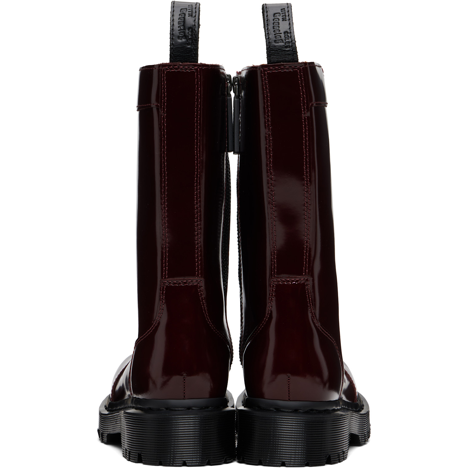  Dr. Martens Burgundy Rejena Laquered Leather Boots 