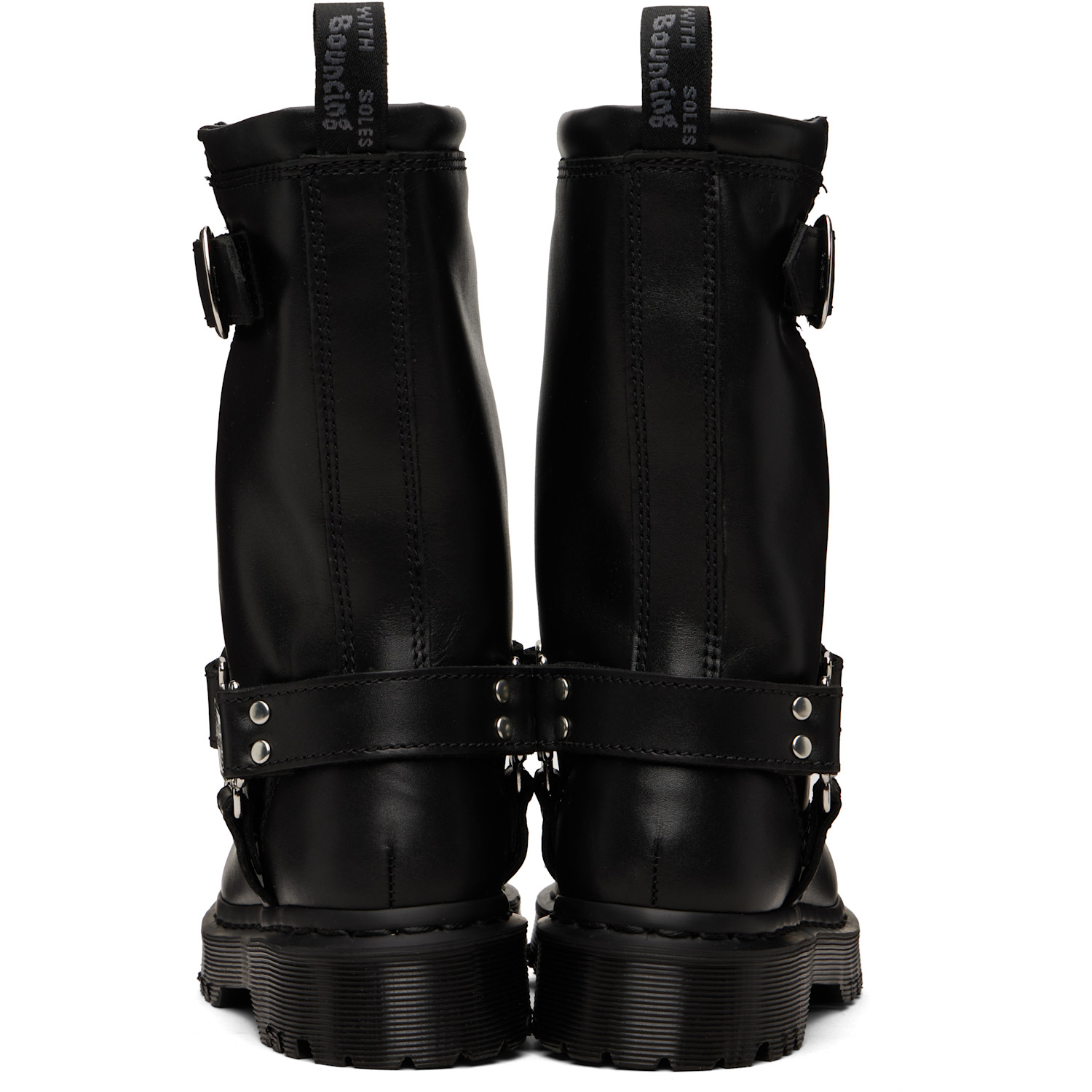  Dr. Martens Black Anistone Hi Leather Biker Boots 