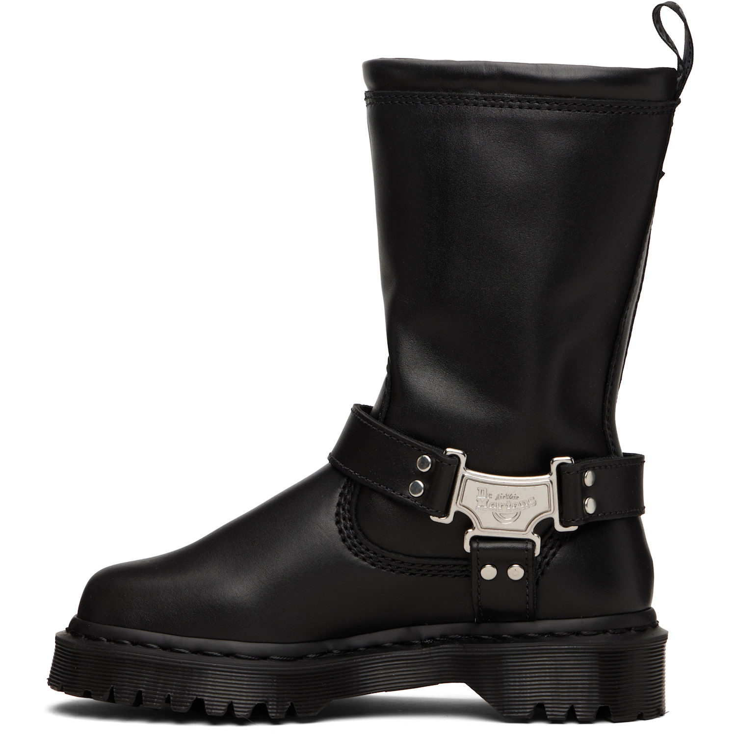  Dr. Martens Black Anistone Hi Leather Biker Boots 