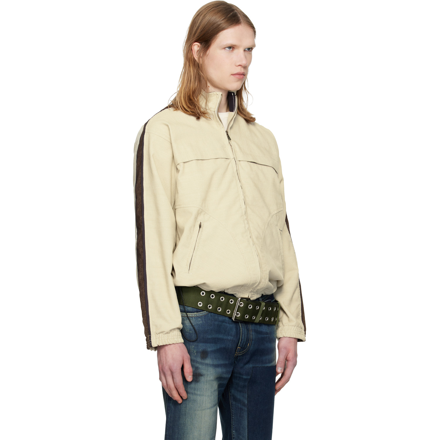  Silas Off-white Washed Corduroy Track Jacket 