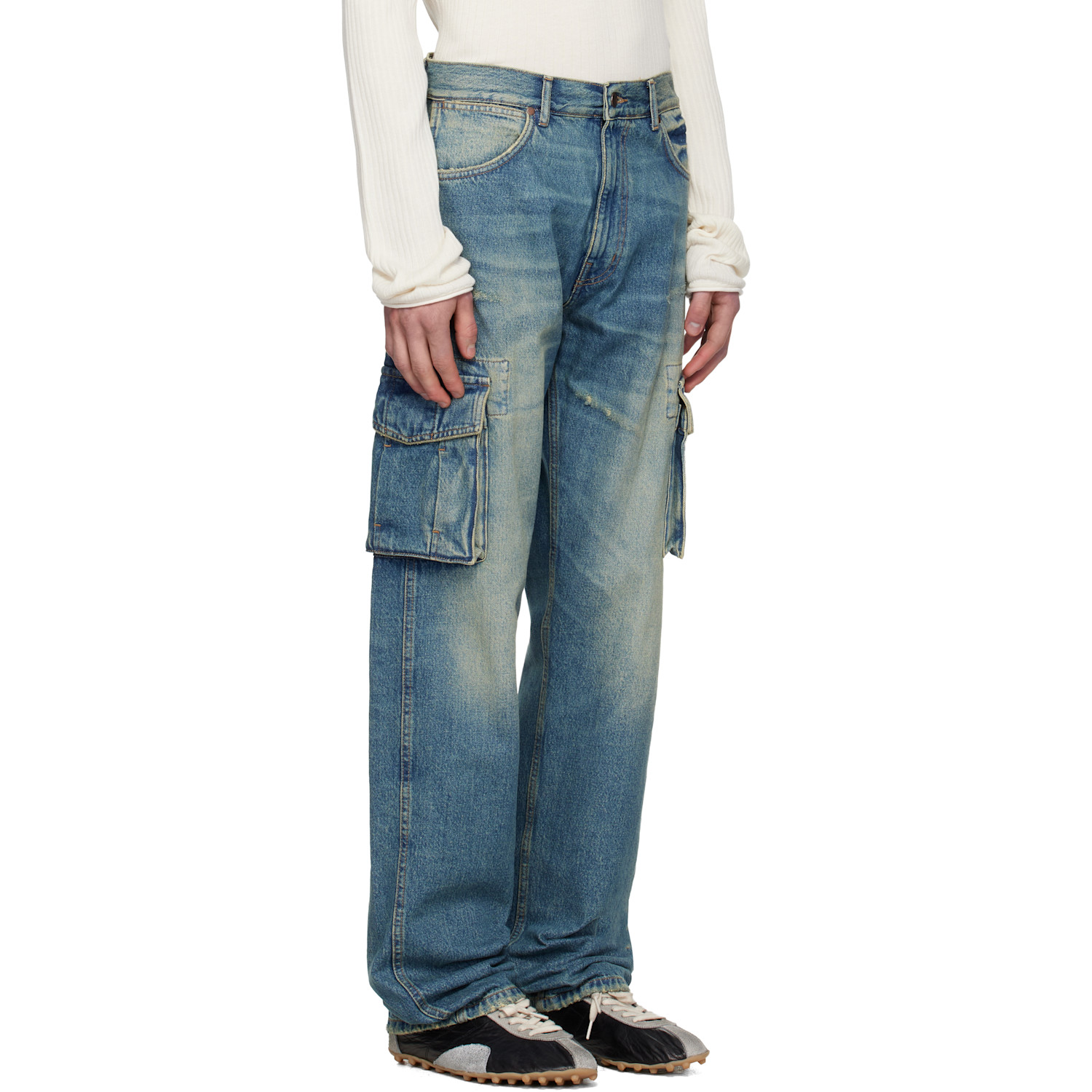  Silas Blue Faded Denim Cargo Pants 