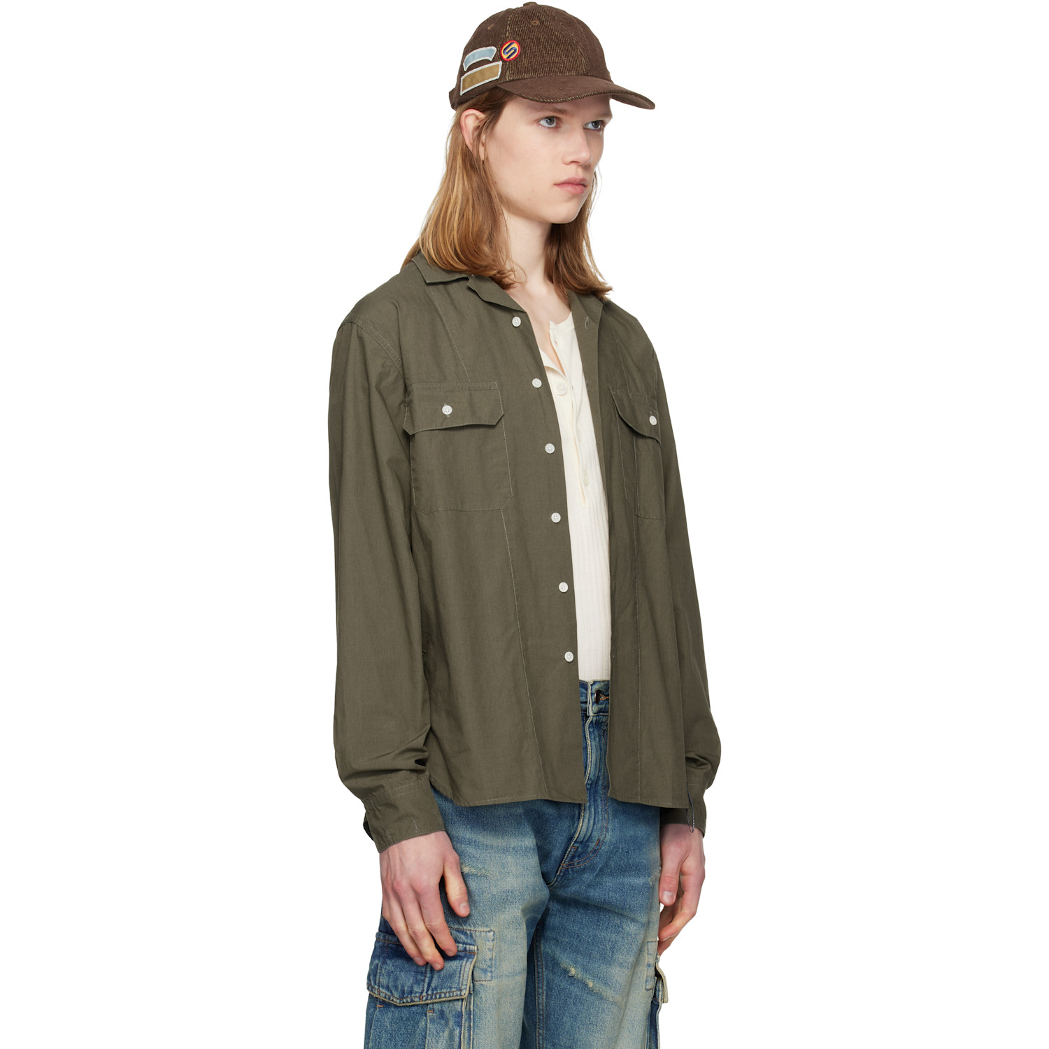 Silas Khaki Dry Cotton Safari Shirt 