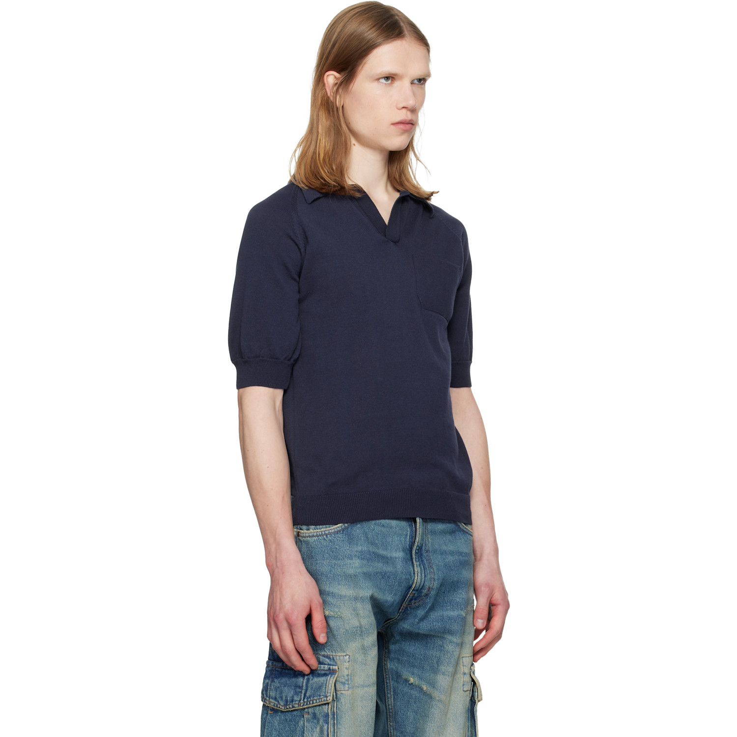  Silas Navy Knit Polo 