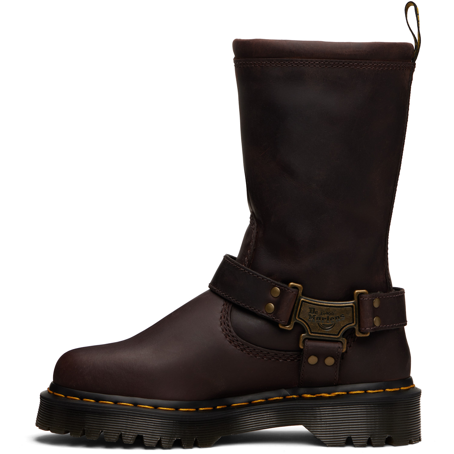  Dr. Martens Brown Anistone Hi Leather Biker Boots 