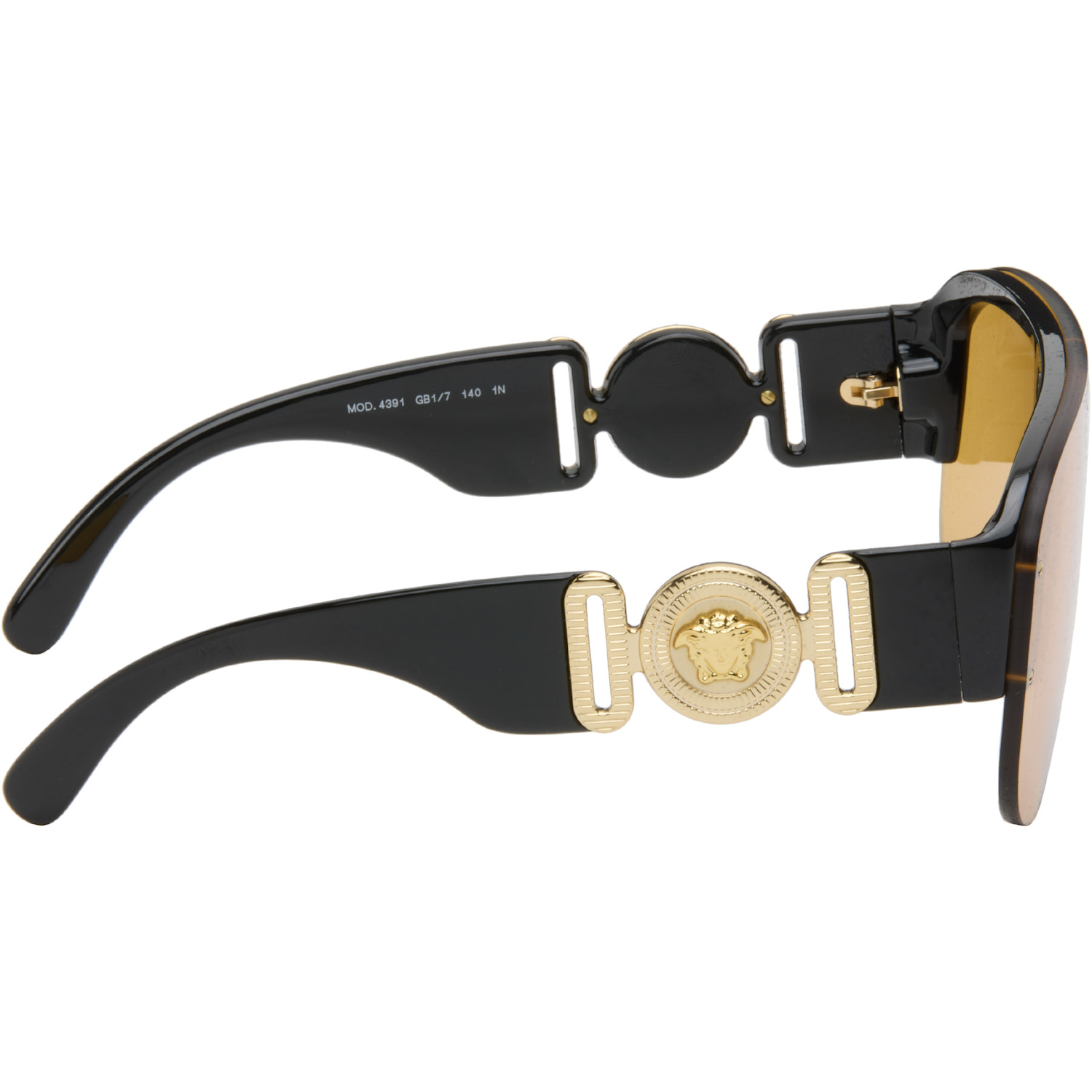  Versace Black Shield Aviator Sunglasses 