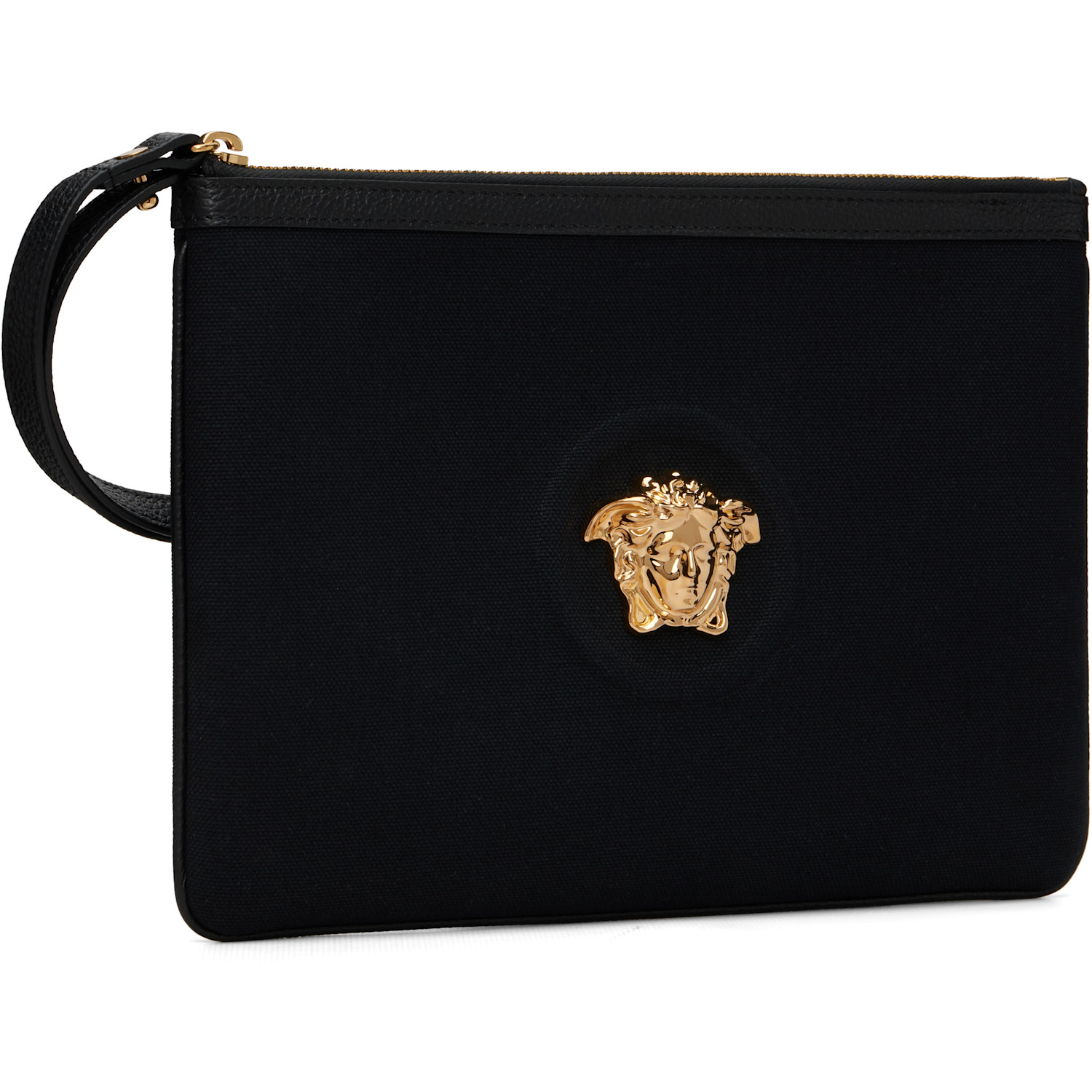  Versace Black 'la Medusa' Canvas Pouch 