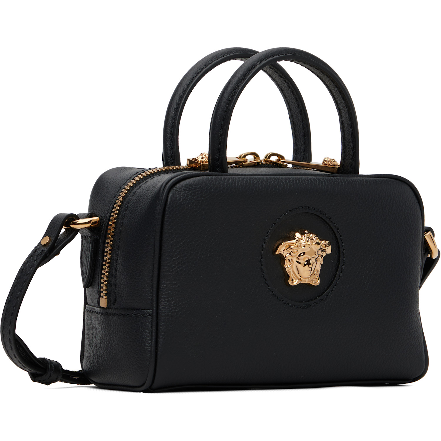  Versace Black 'la Medusa' Leather Mini Boston Bag 