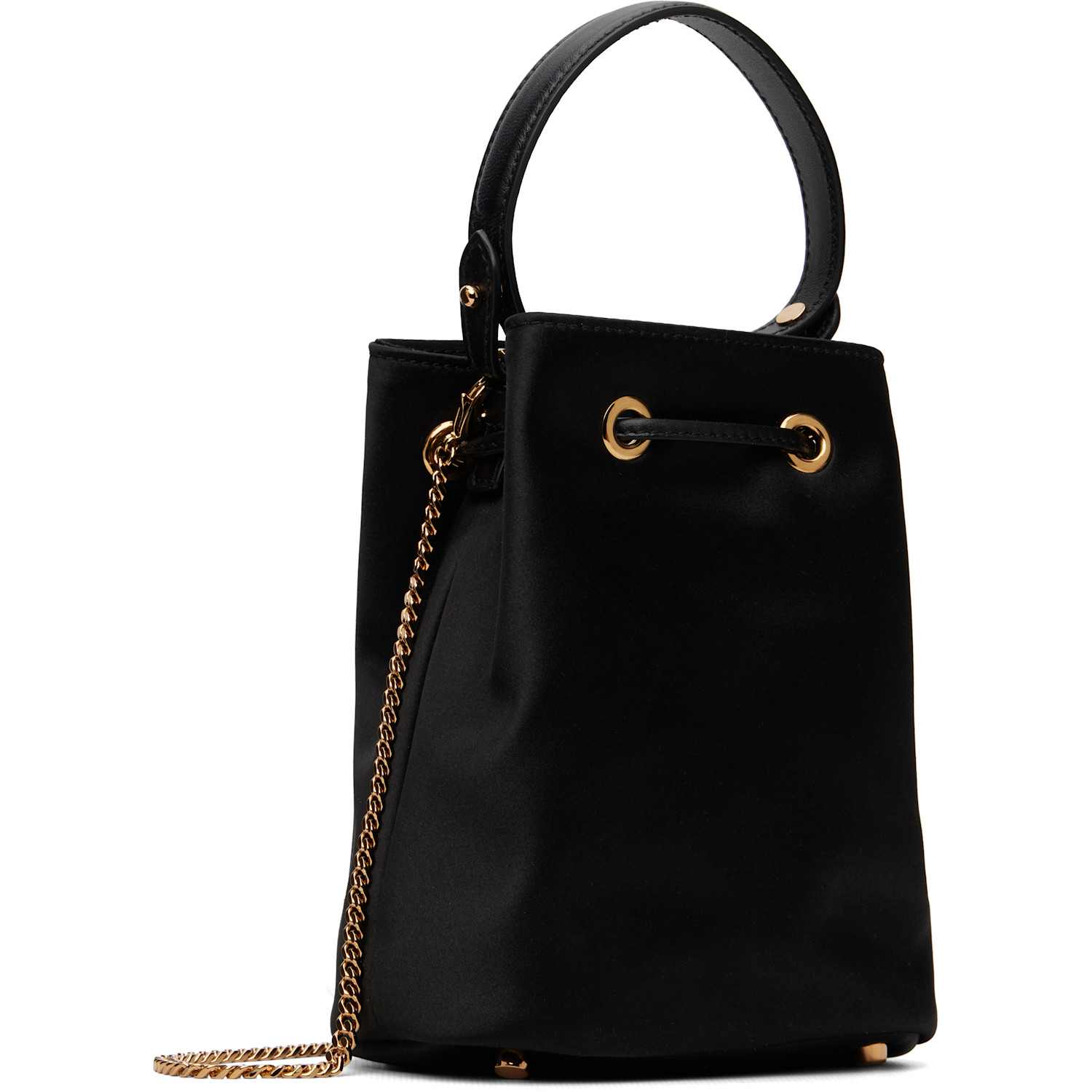  Versace Black 'la Medusa' Satin Mini Bucket Bag 