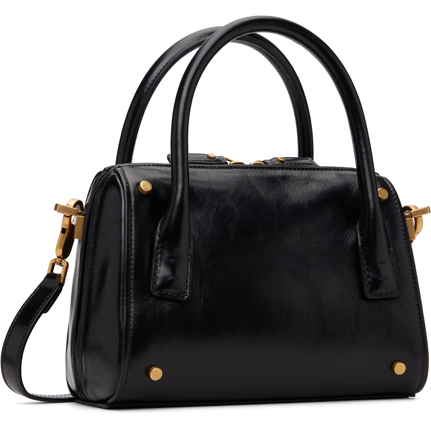  Versace Black Roomy Small Leather Boston Bag 