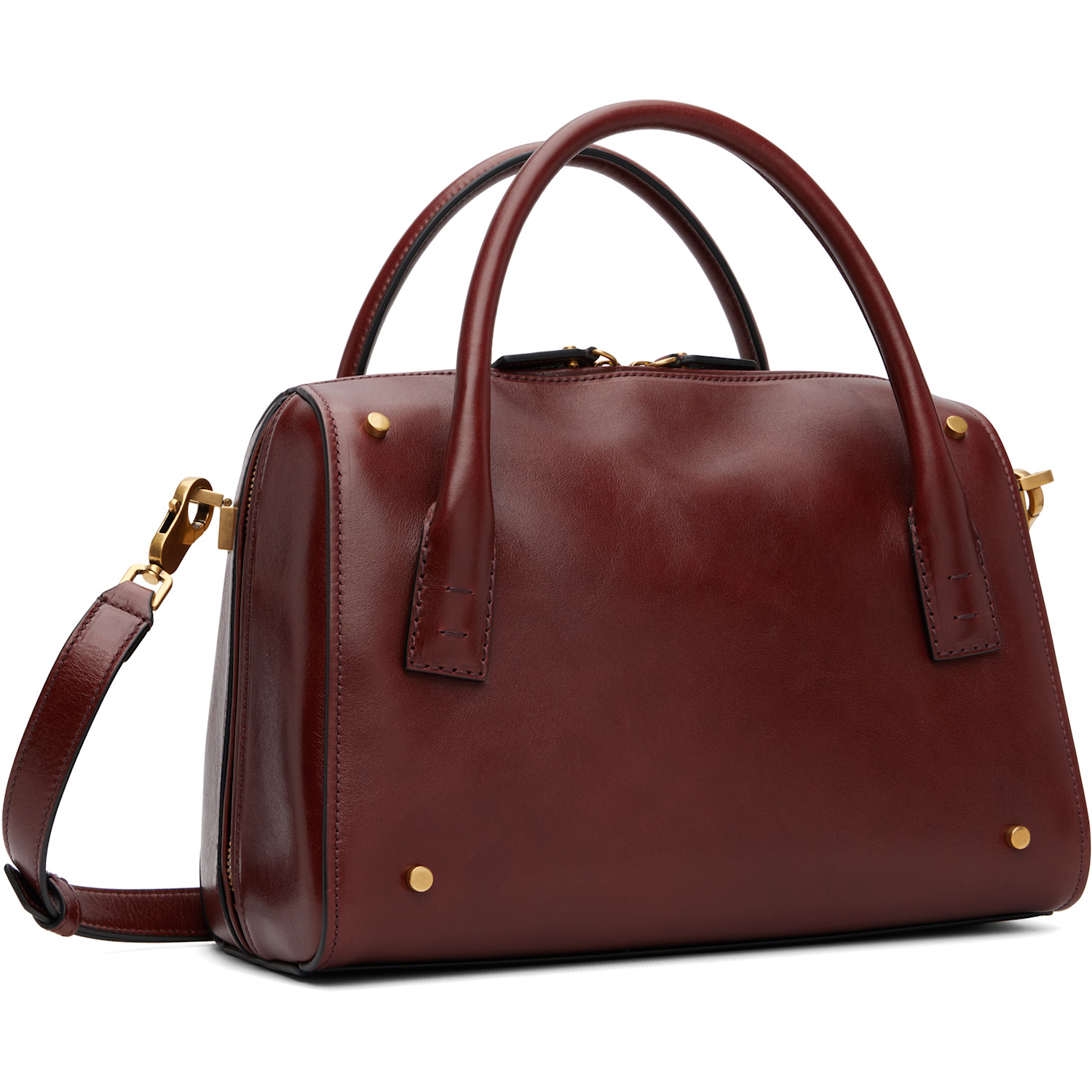  Versace Brown Roomy Leather Boston Bag 