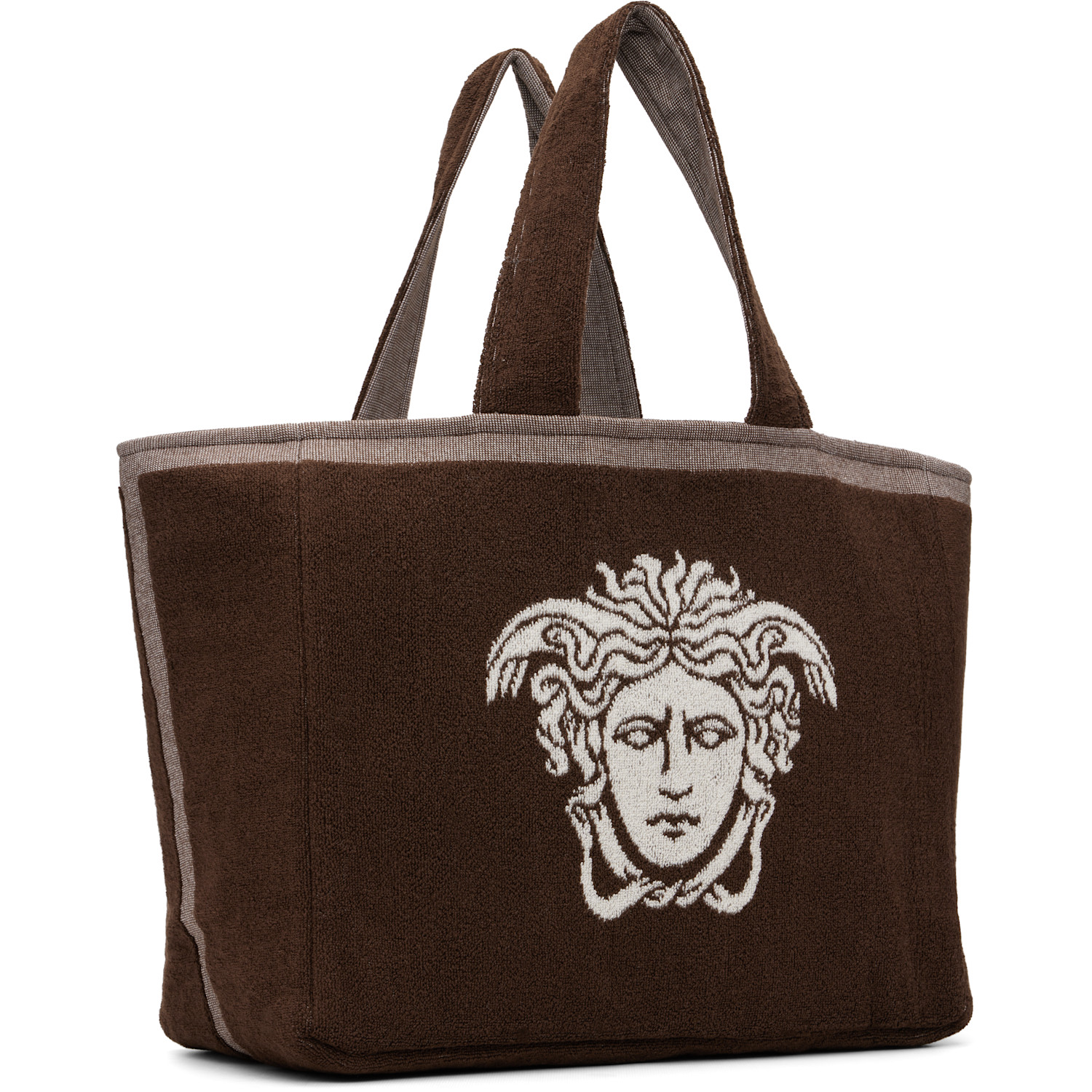  Versace Brown Cotton-terry Jacquard Tote 