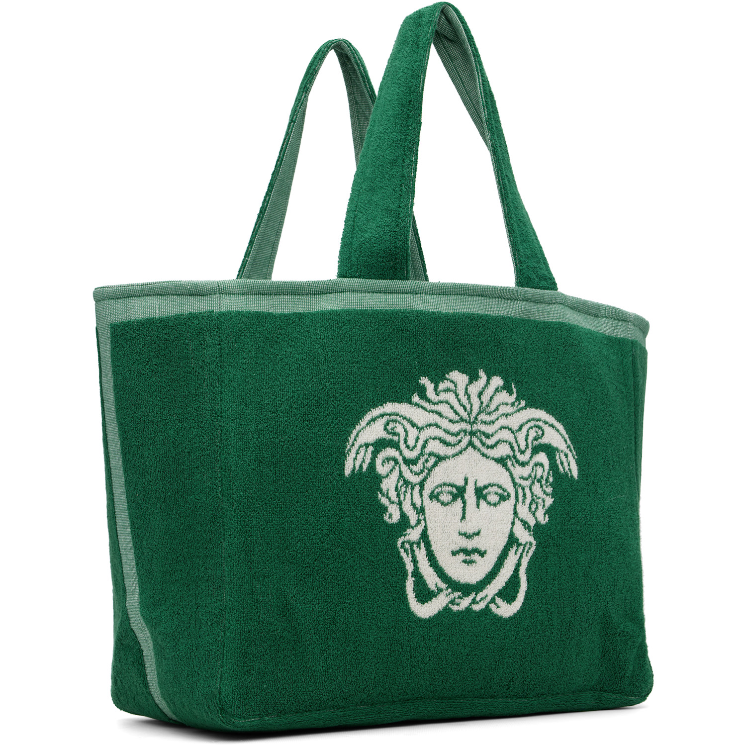  Versace Green Cotton-terry Jacquard Tote 