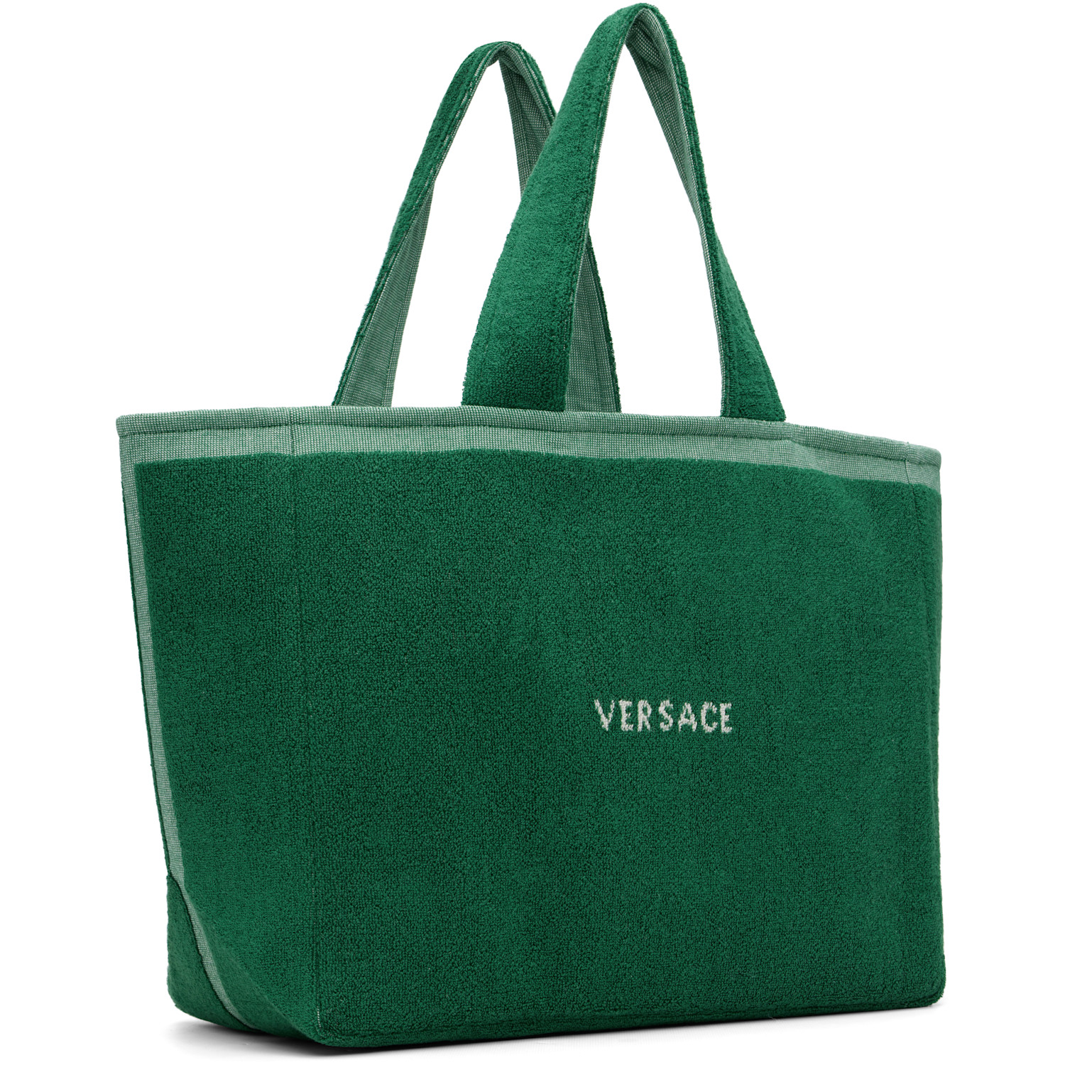  Versace Green Cotton-terry Jacquard Tote 
