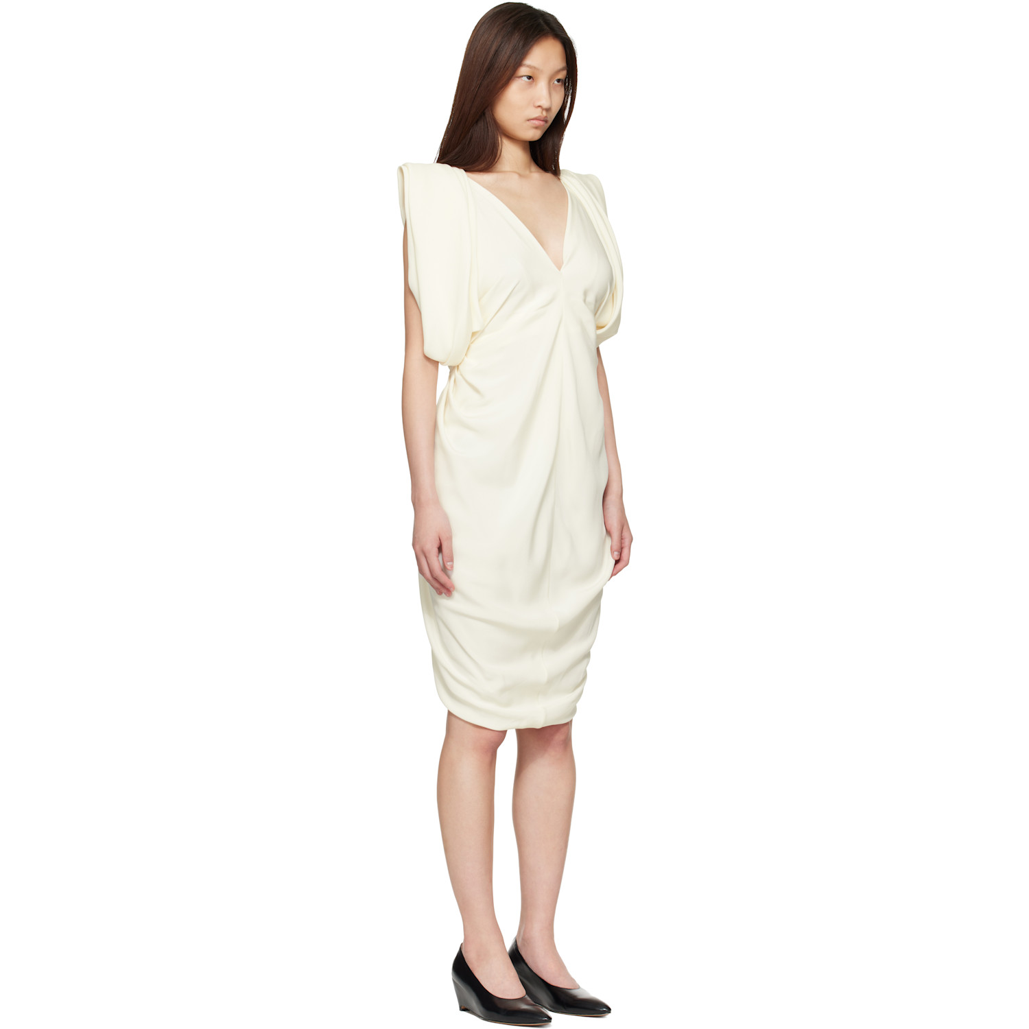  Versace Off-white Cocktail Crepe Midi Dress 