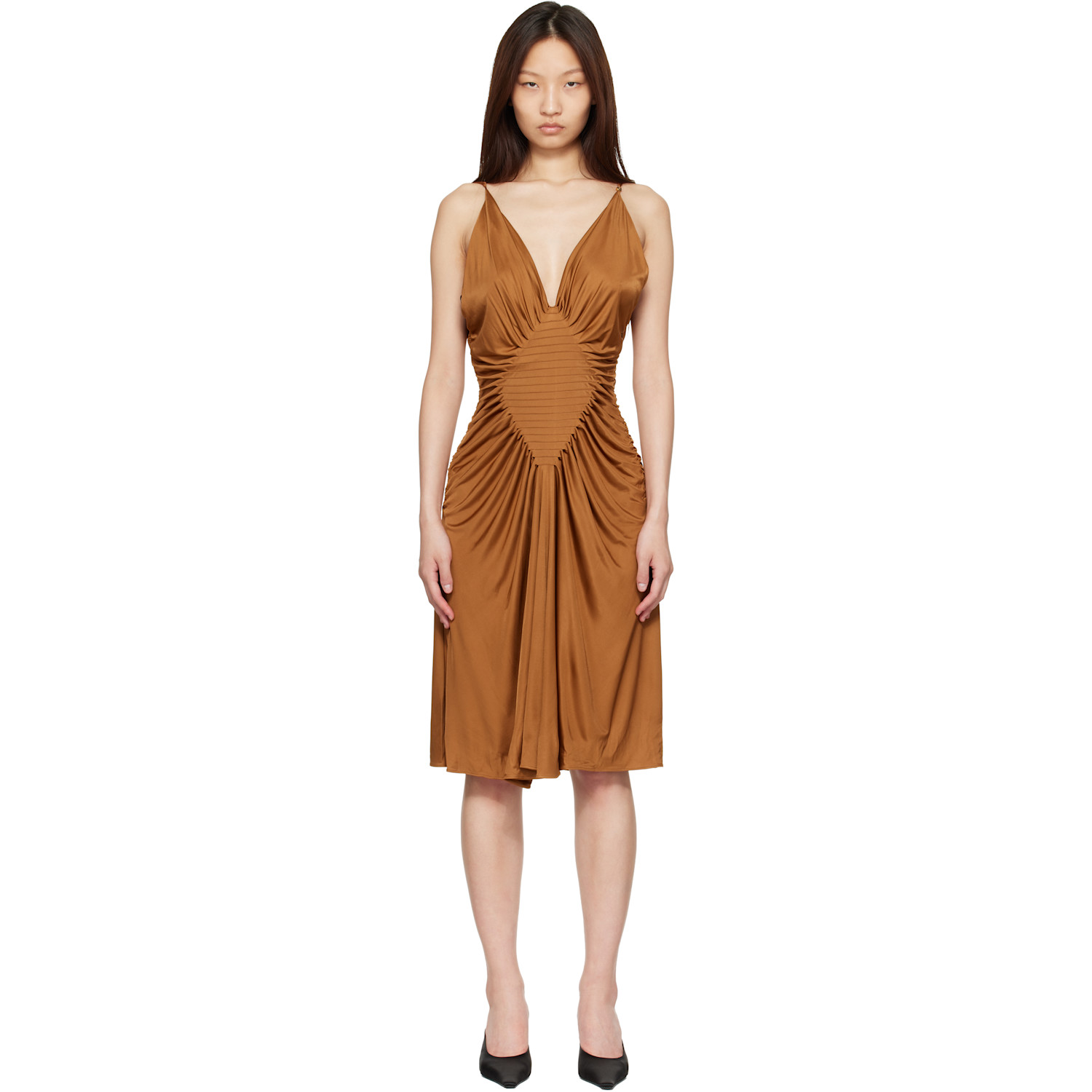 Versace Brown Viscose-Jersey Midi Dress