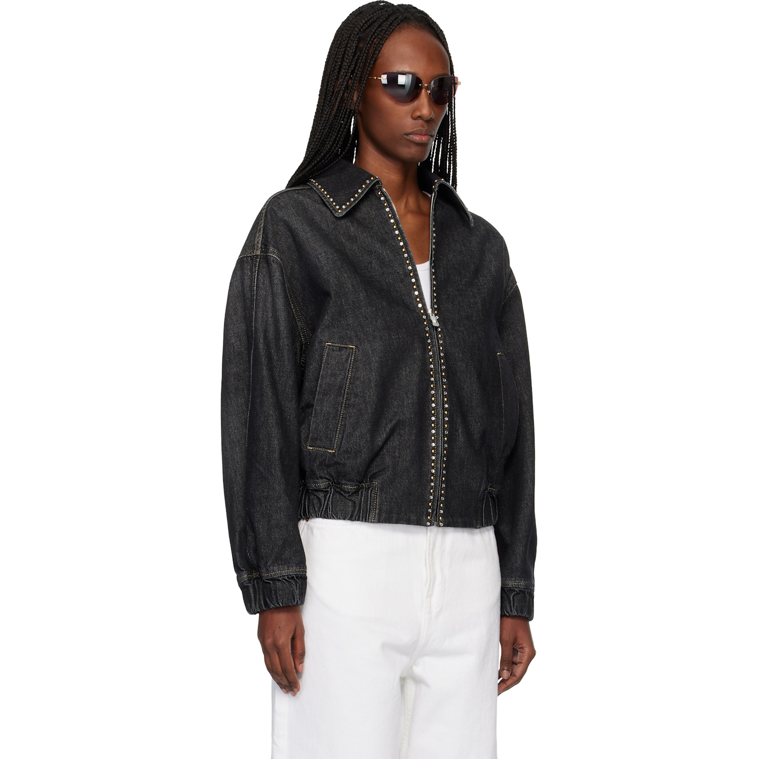  Versace Black Embellished Denim Jacket 