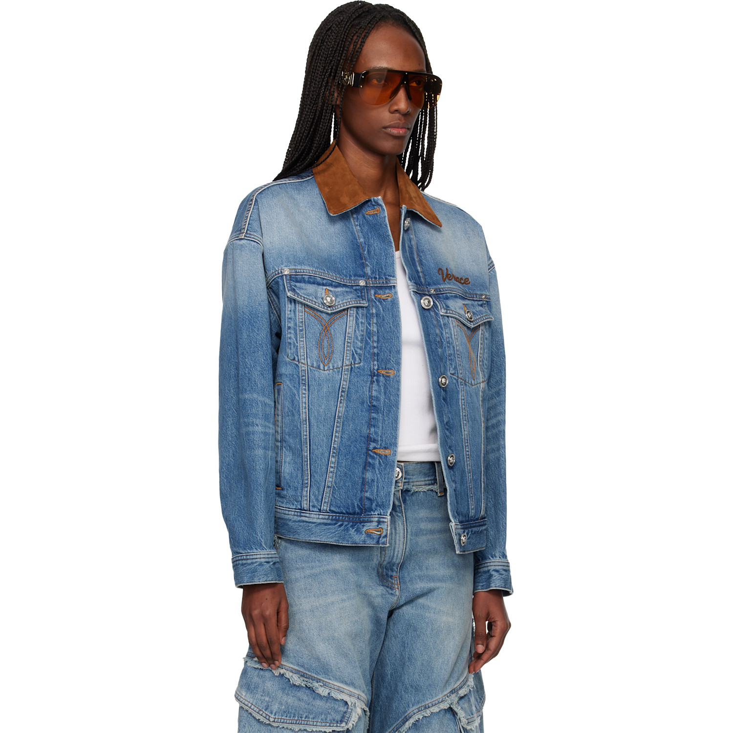  Versace Blue Trucker Denim Jacket 