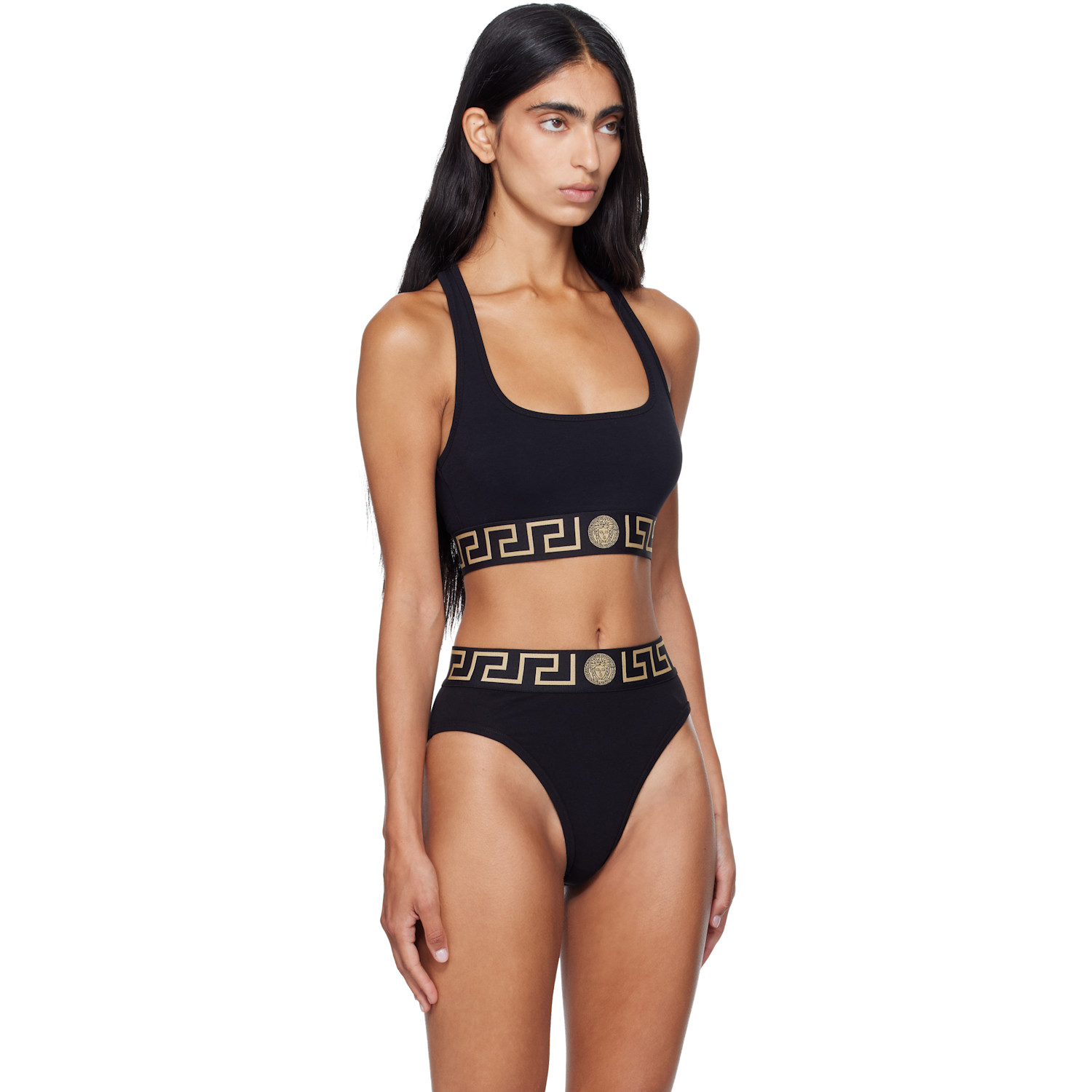  Versace Black Cotton-jersey Scoop Bralette 
