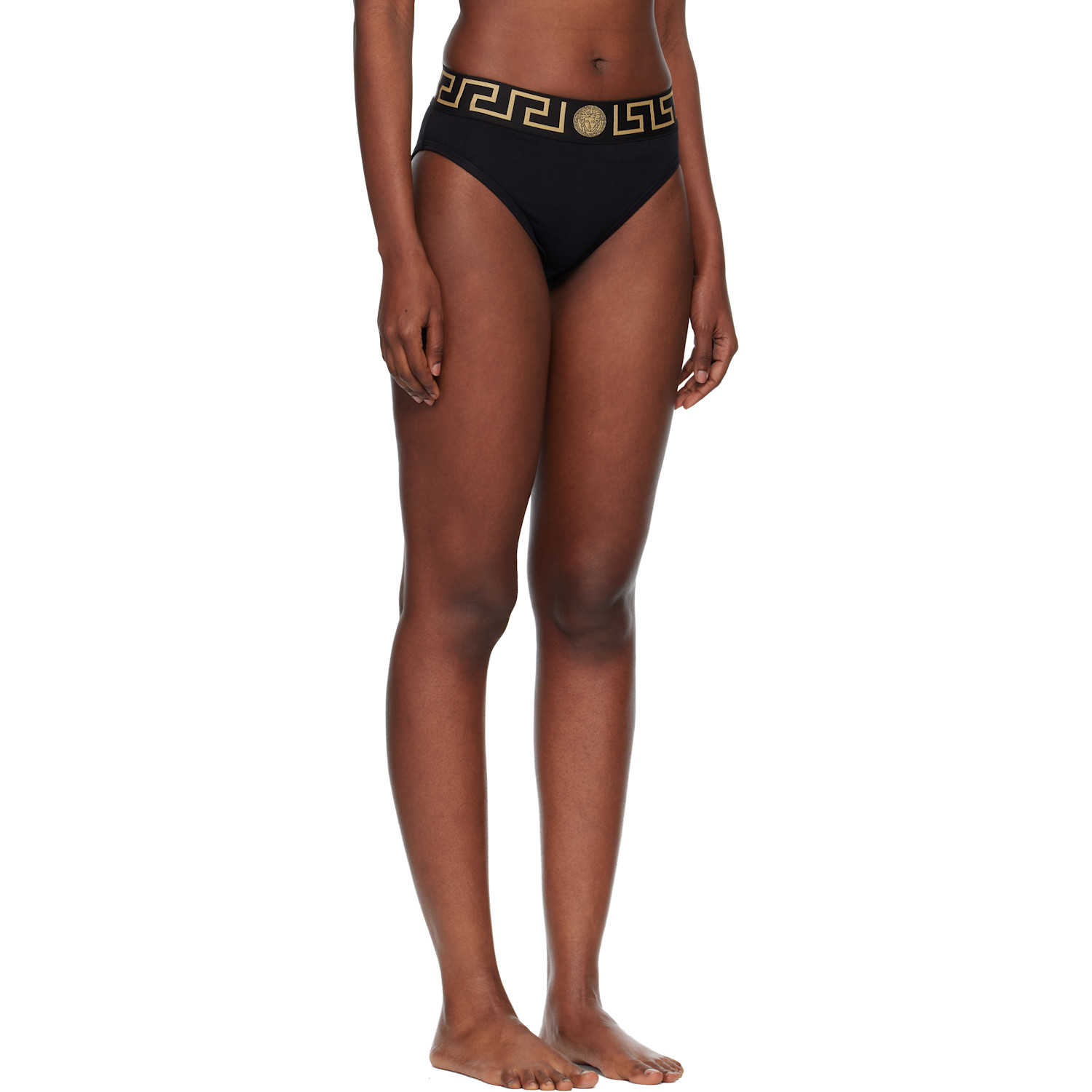  Versace Black Cotton-jersey High-waist Briefs 