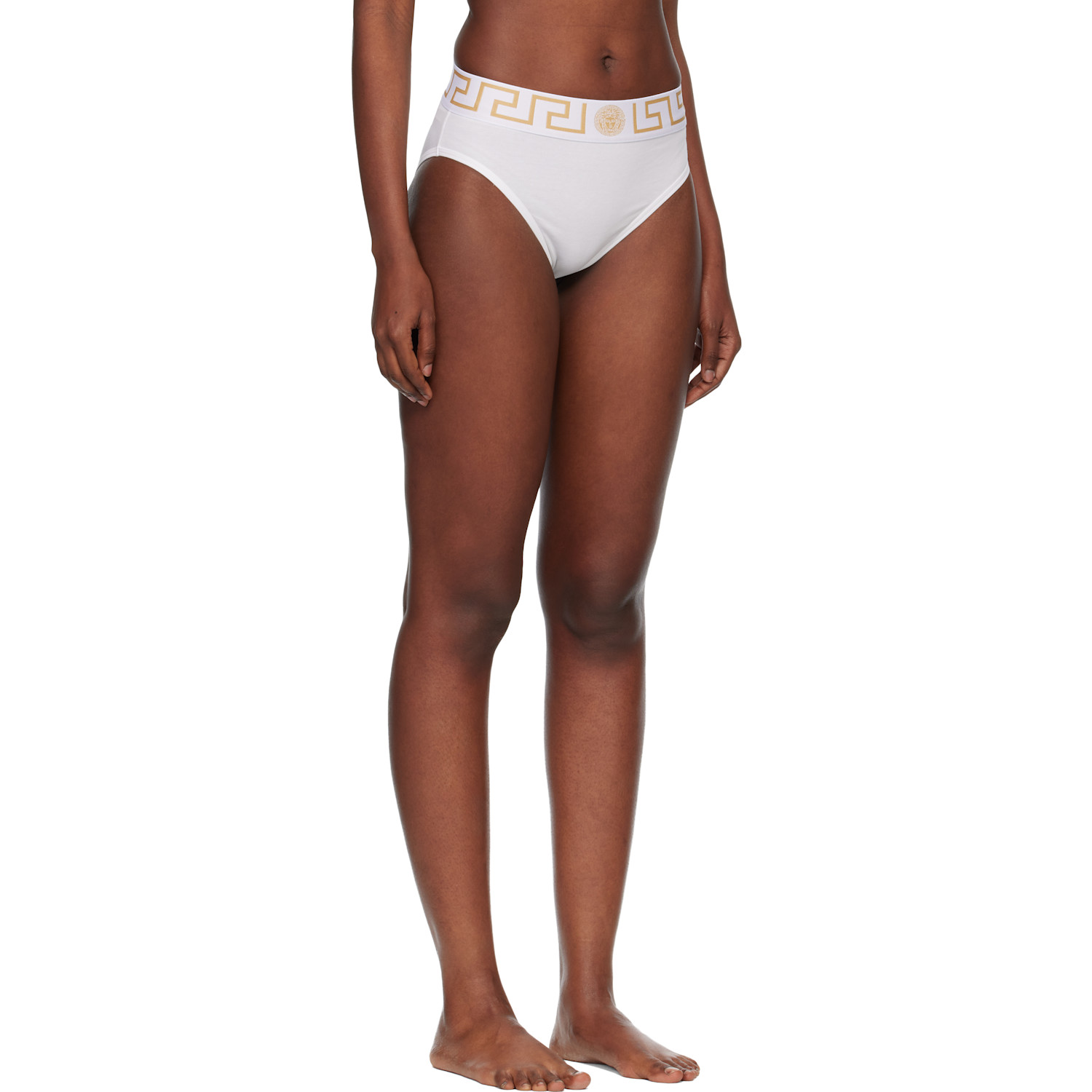  Versace White Cotton-jersey High-waist Briefs 