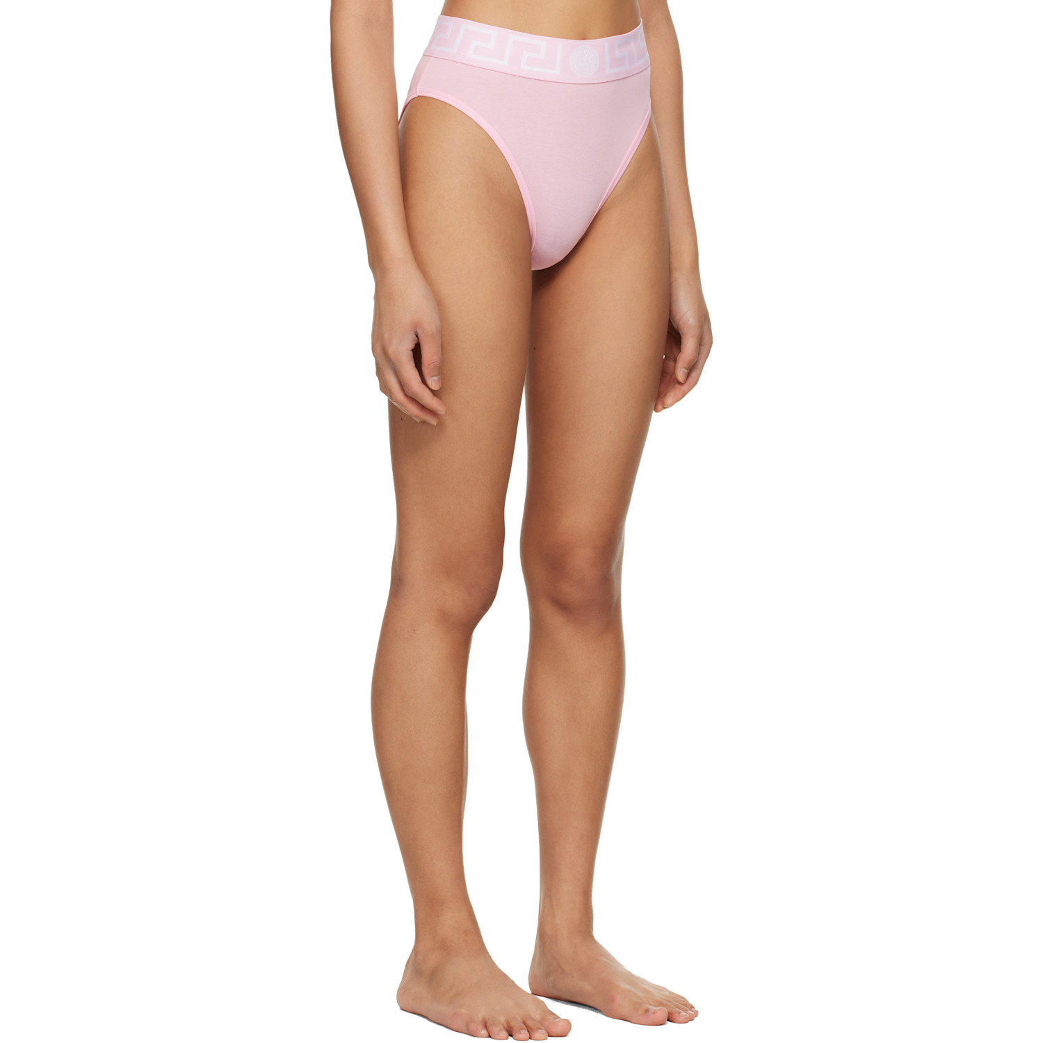  Versace Pink Cotton-jersey High-waist Briefs 