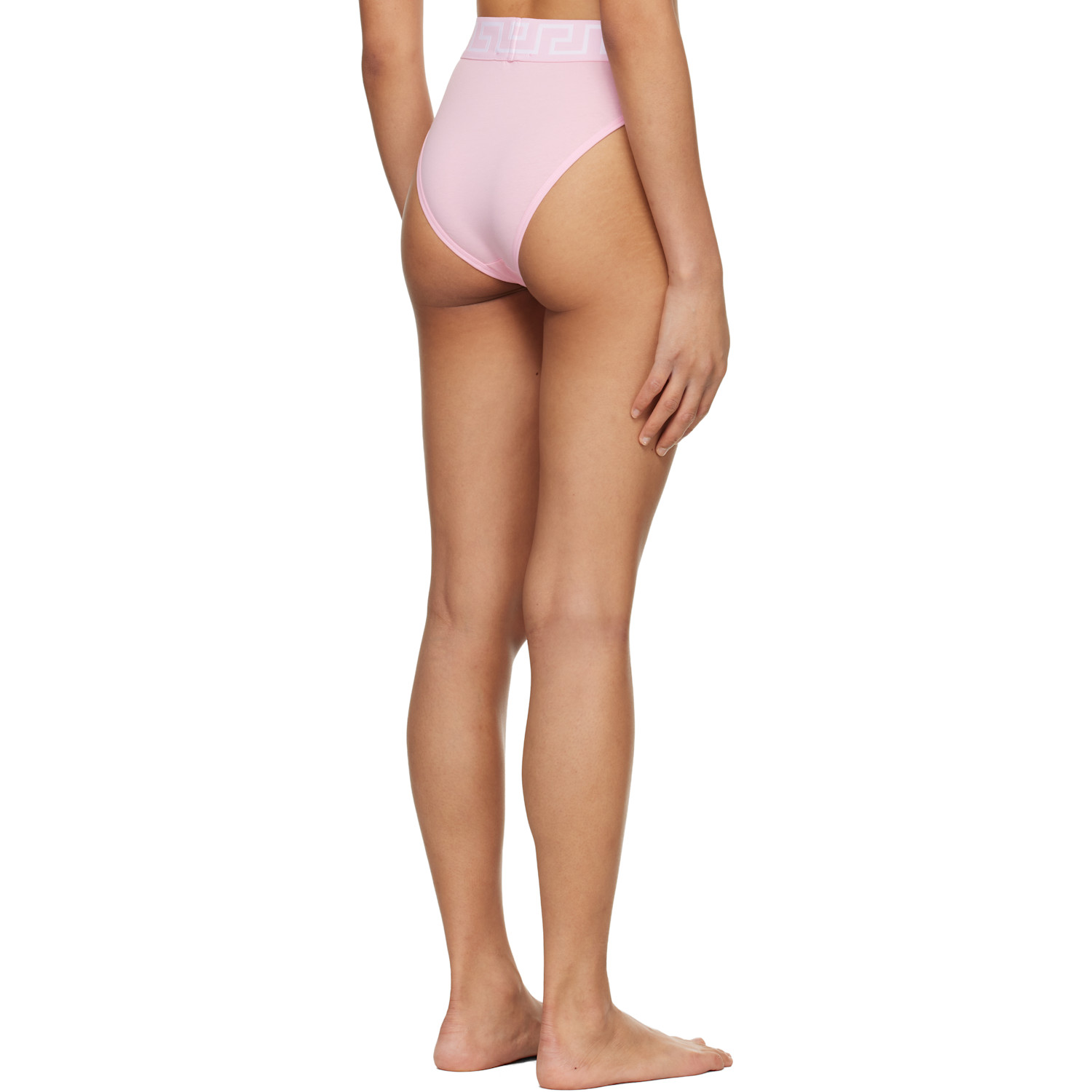  Versace Pink Cotton-jersey High-waist Briefs 