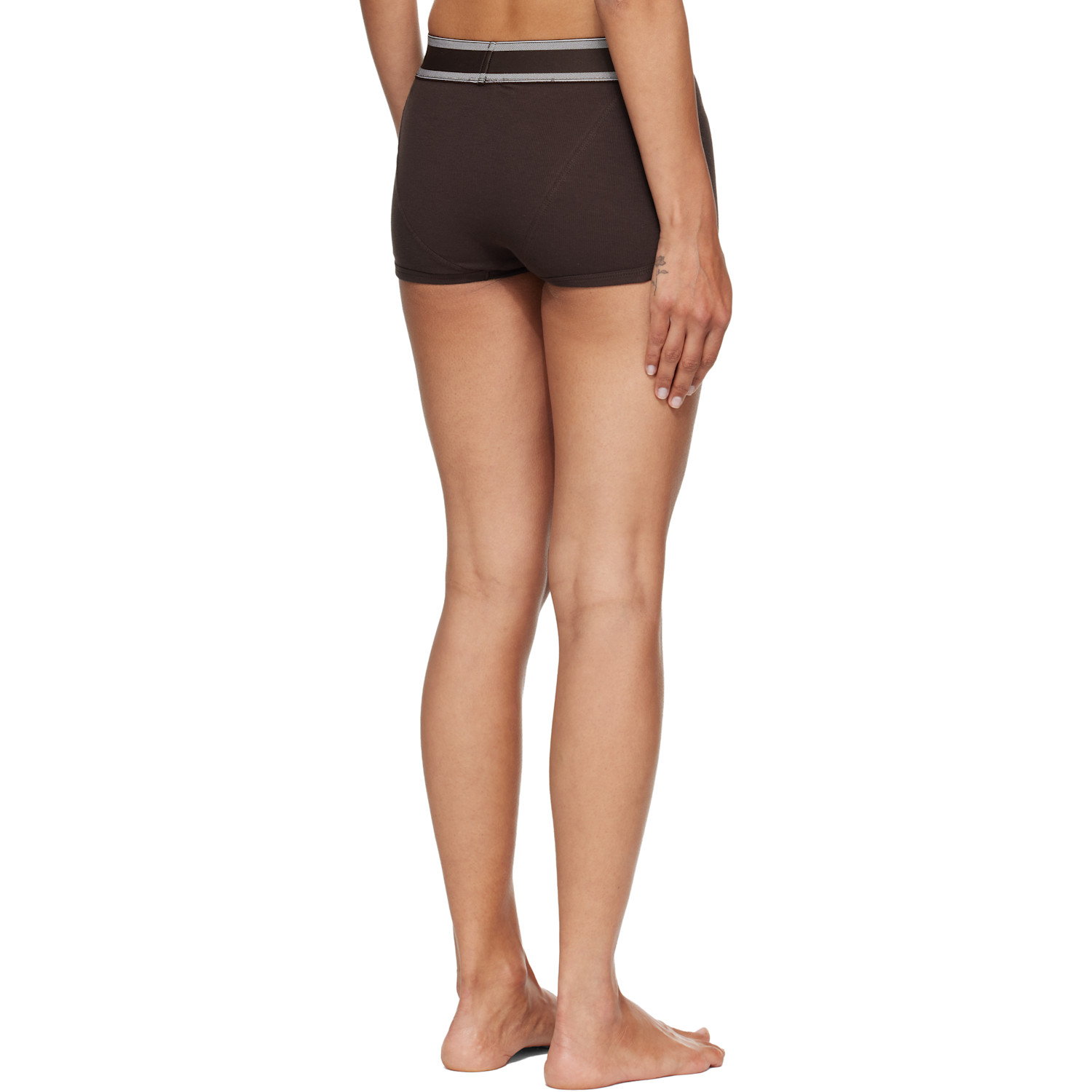  Versace Brown Cotton Rib Short Trunk Boxer Briefs 