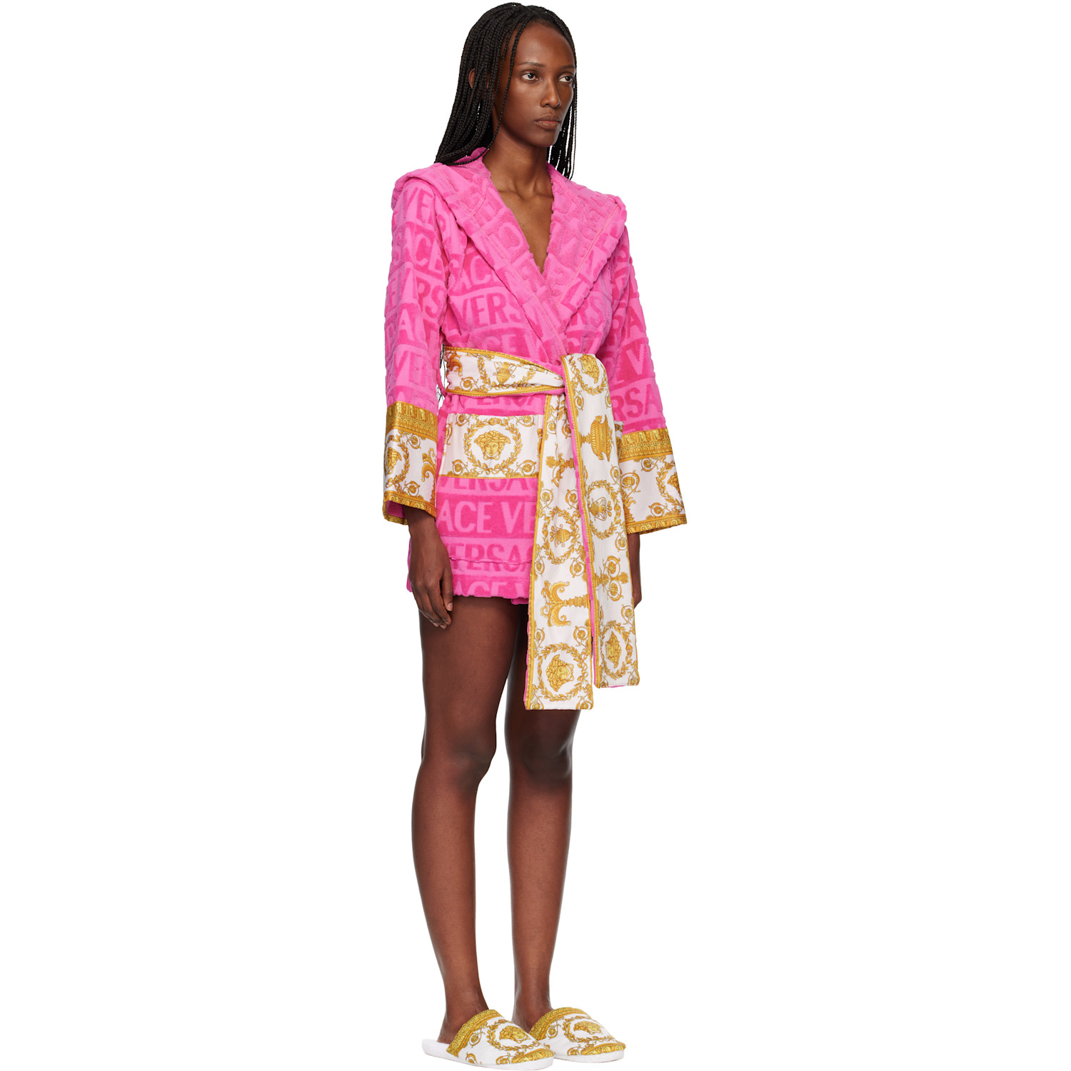  Versace Pink 'i Heart Baroque' Short Bathrobe 