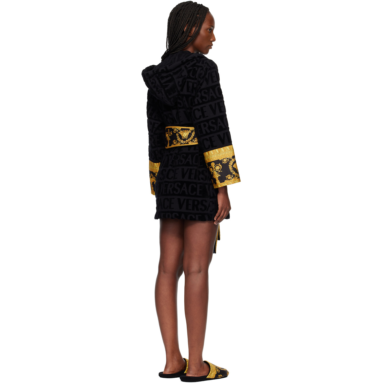  Versace Black 'i Heart Baroque' Short Bathrobe 