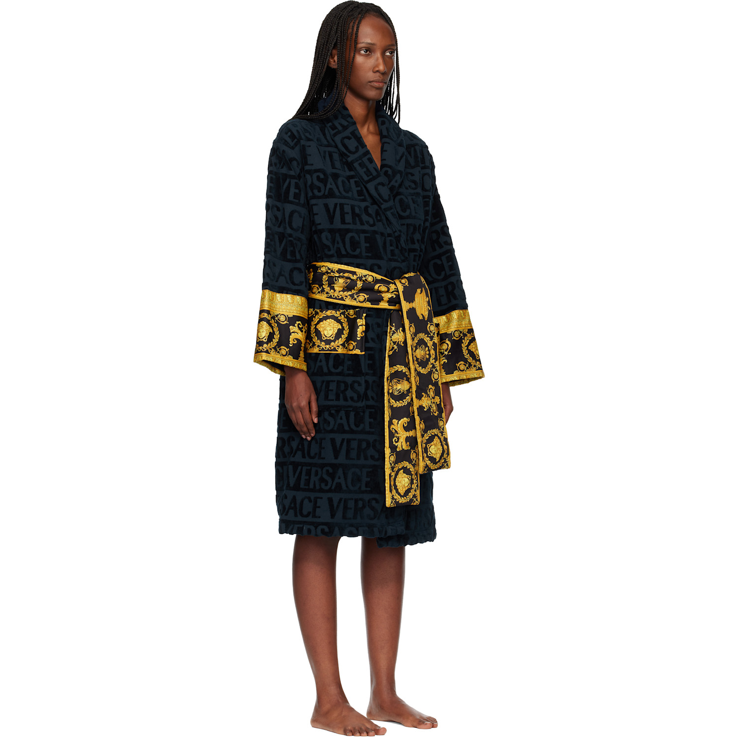  Versace Navy 'i Heart Baroque' Bathrobe 