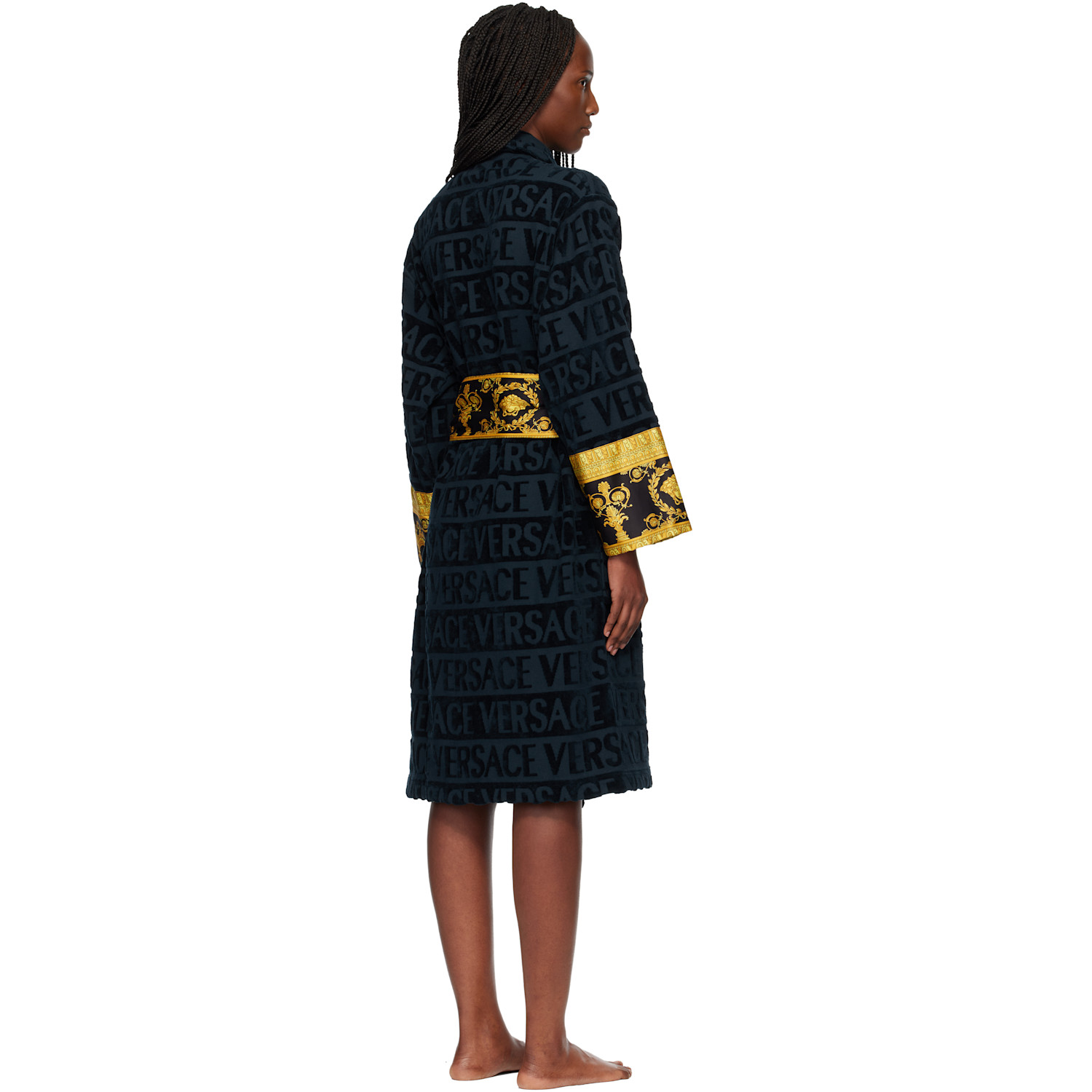  Versace Navy 'i Heart Baroque' Bathrobe 