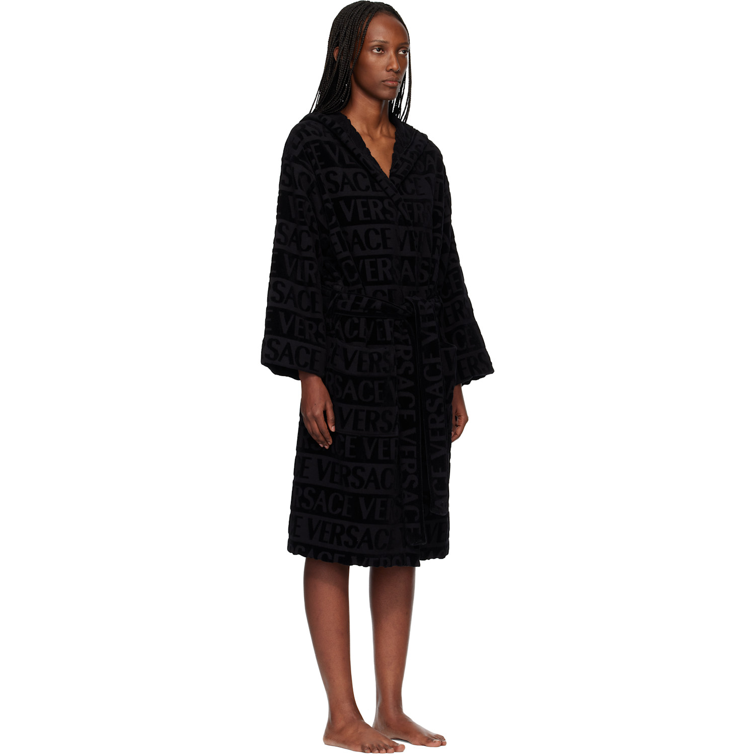  Versace Black 'versace Allover' Bathrobe 