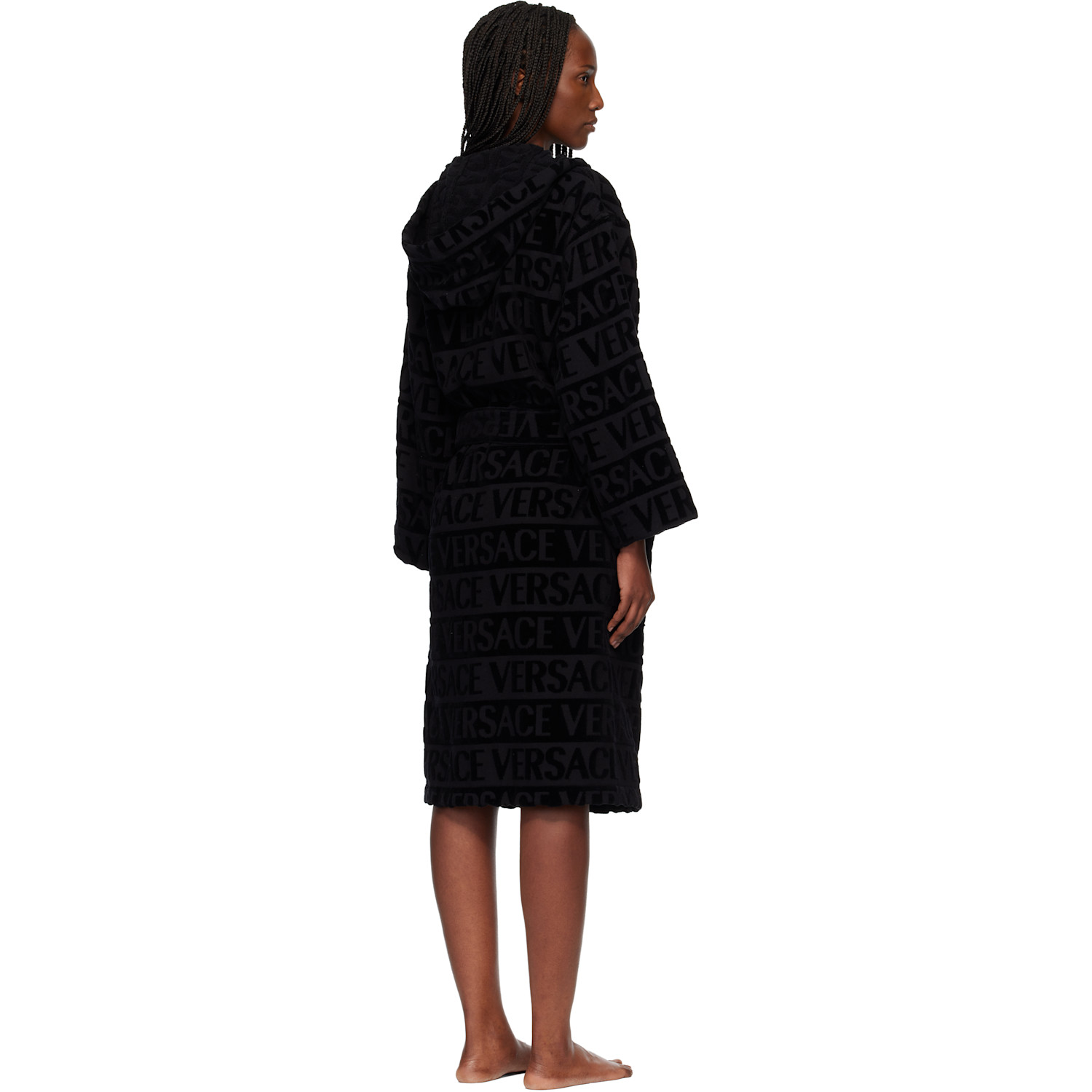  Versace Black 'versace Allover' Bathrobe 