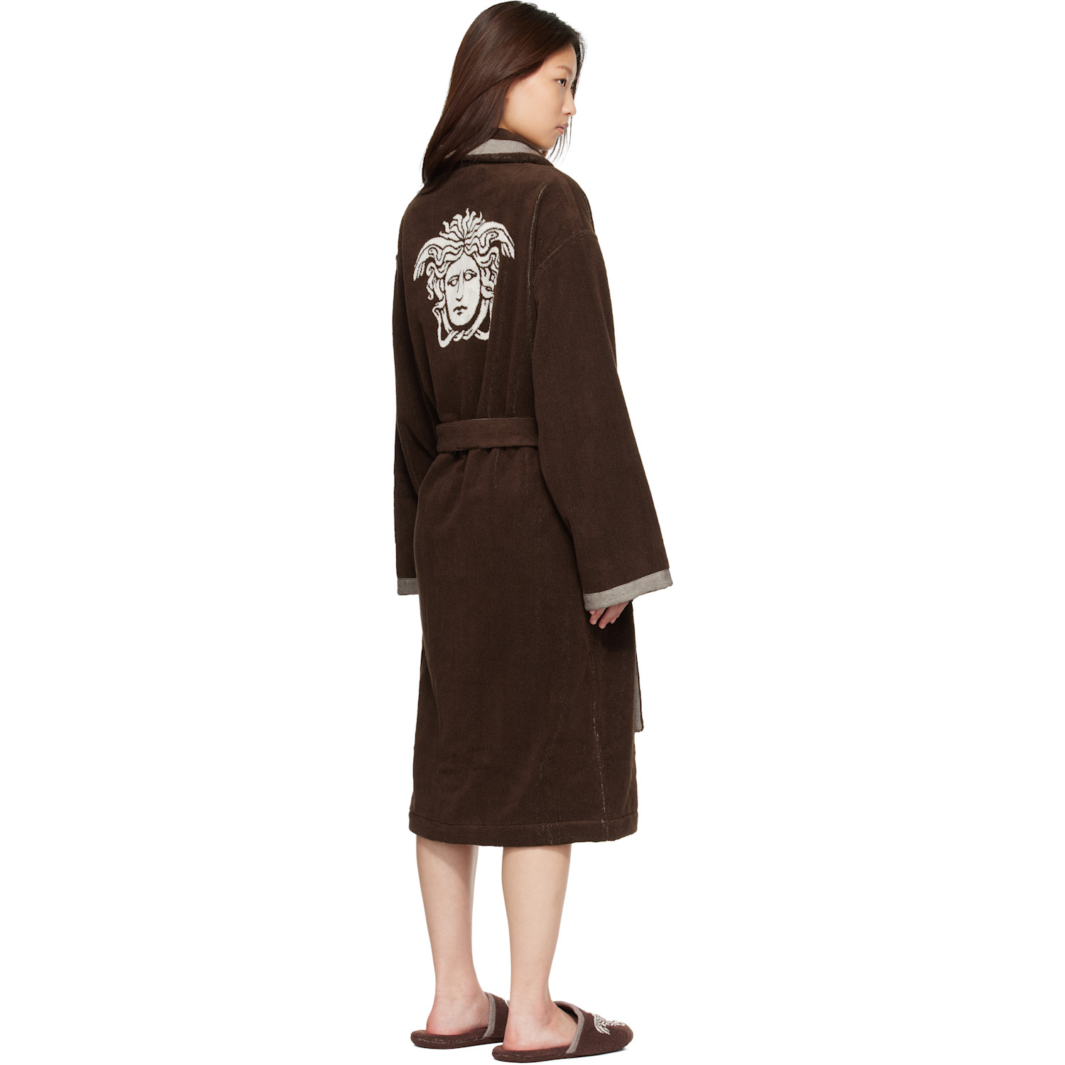  Versace Brown Cotton-terry Jacquard Bathrobe 