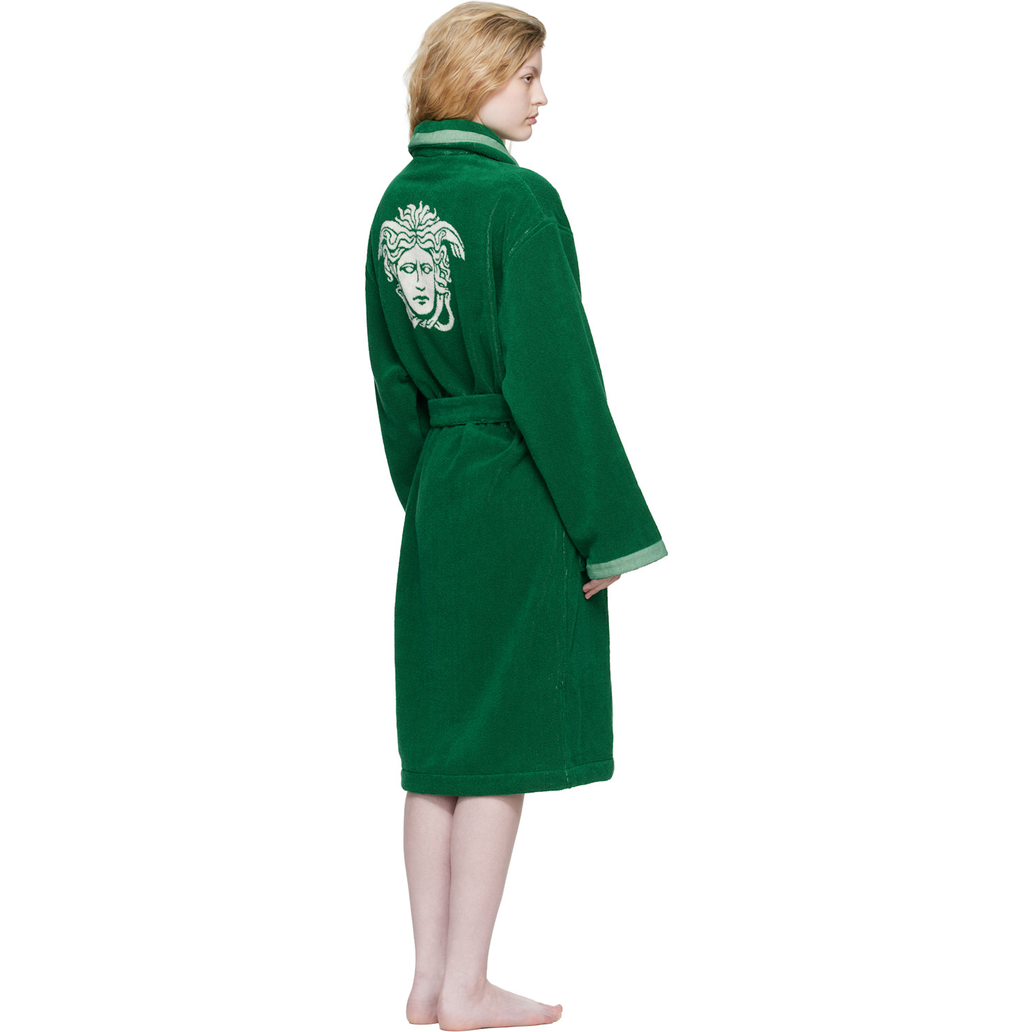  Versace Green Cotton-terry Jacquard Bathrobe 