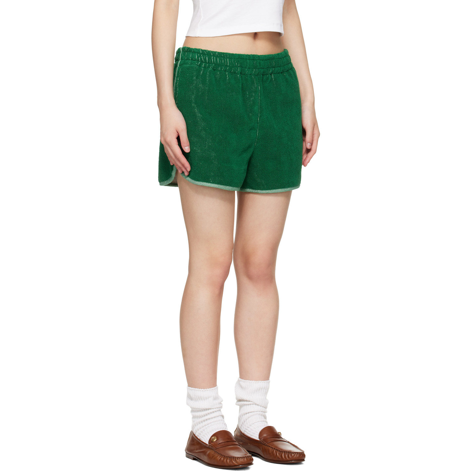  Versace Green Cotton-terry Jacquard Sweat Shorts 