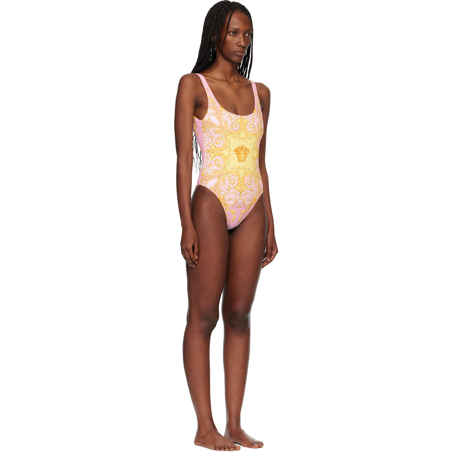  Versace Yellow & Pink Printed One-piece Swimsuit 