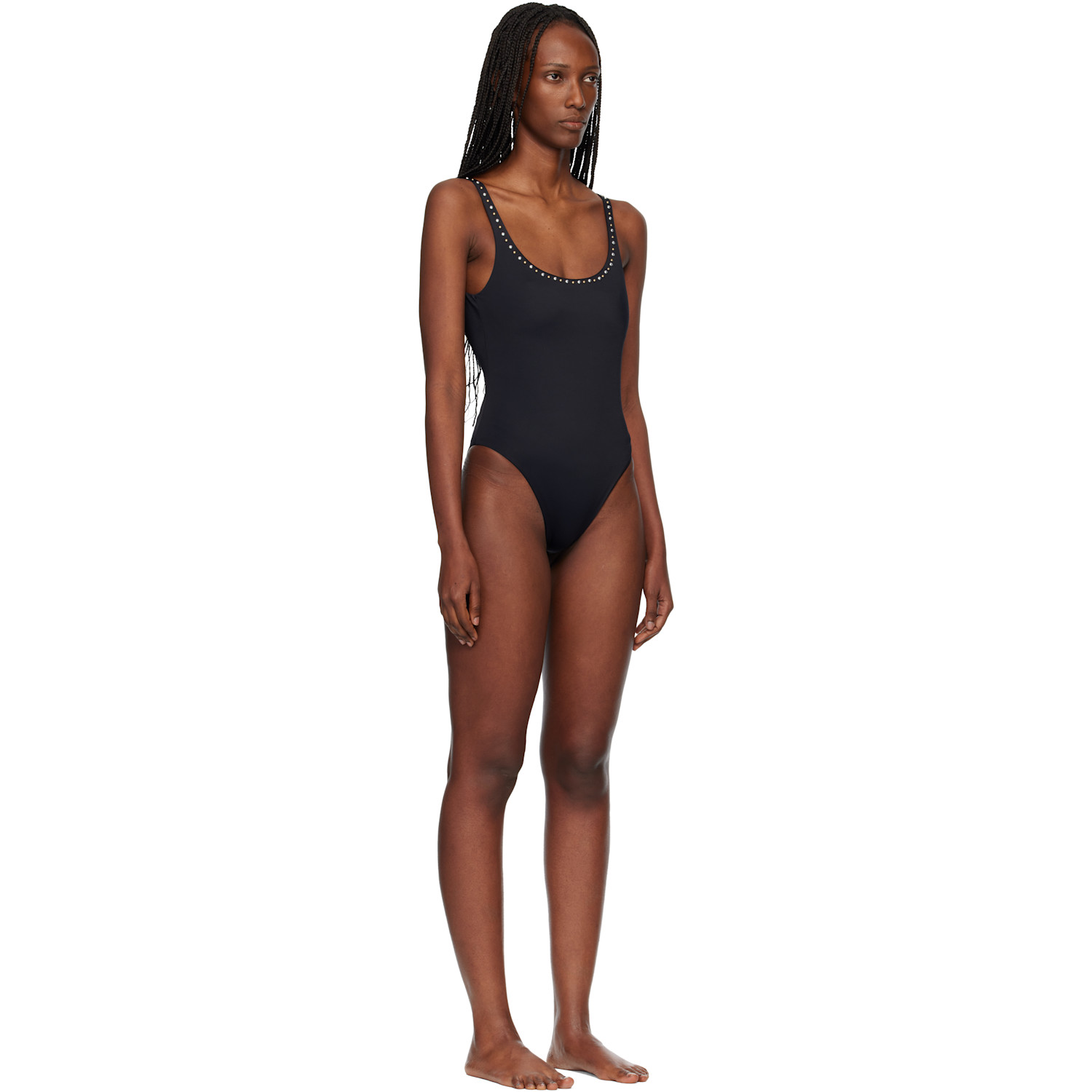  Versace Black Studded Swimsuit 