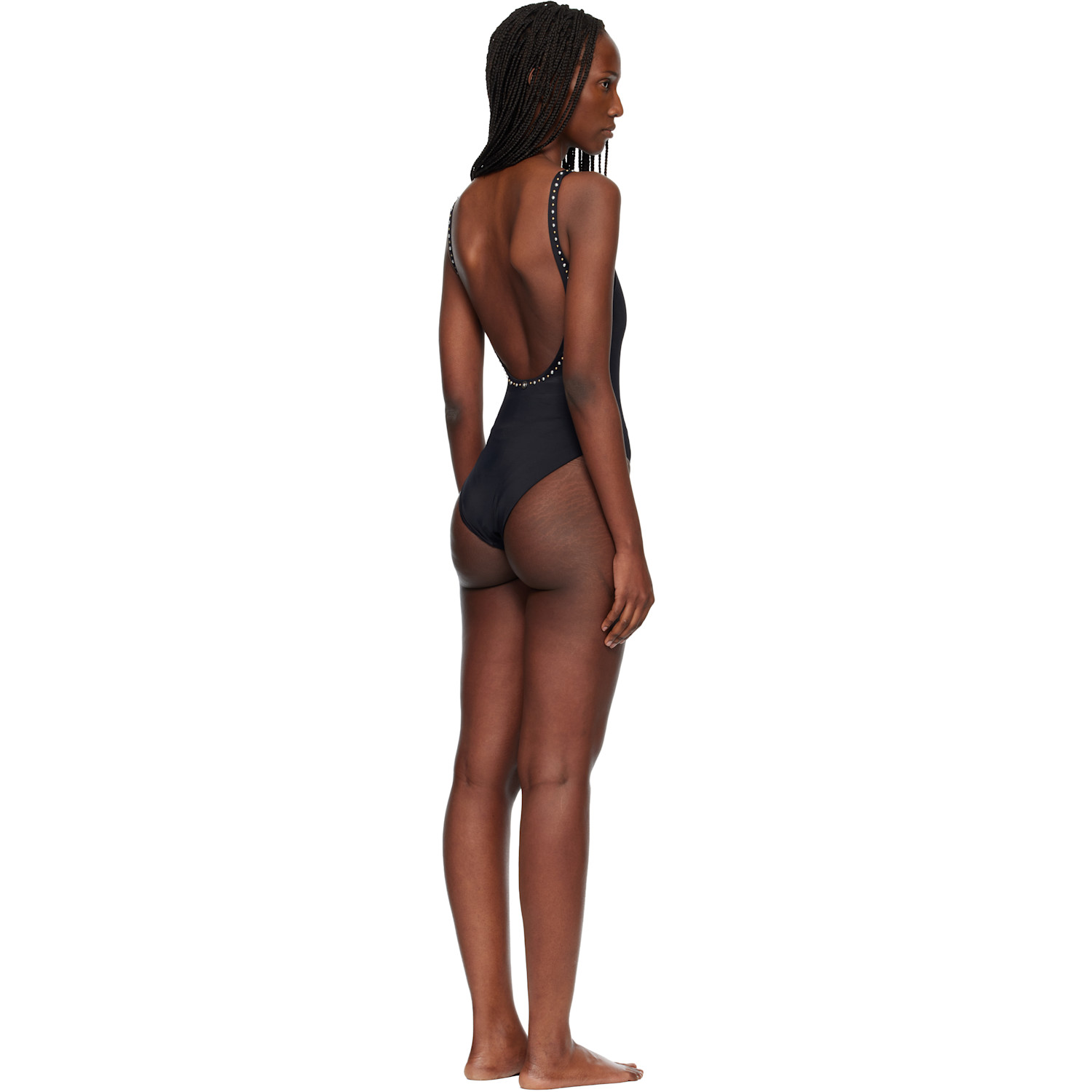  Versace Black Studded Swimsuit 