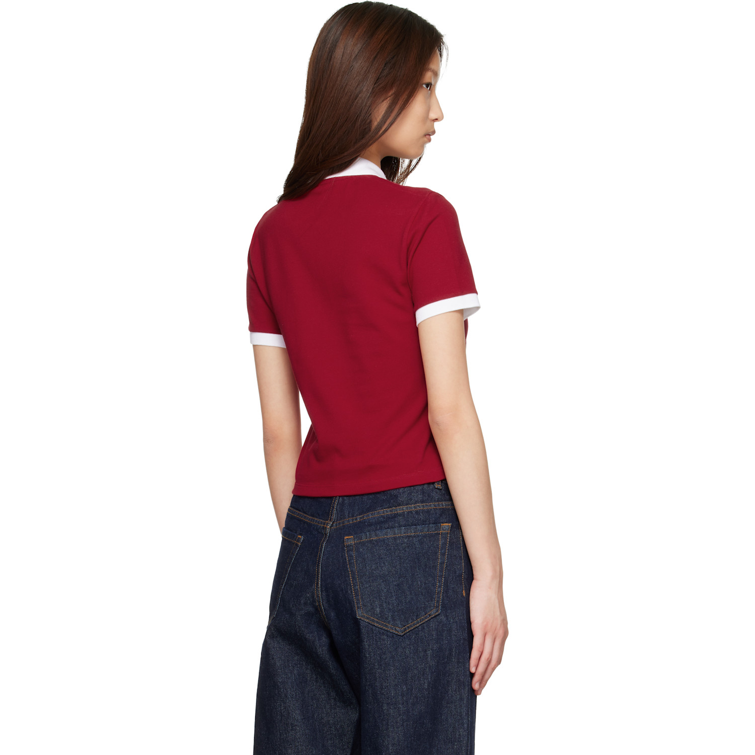  Versace Red & White Embroidered Cotton Piqué Polo 