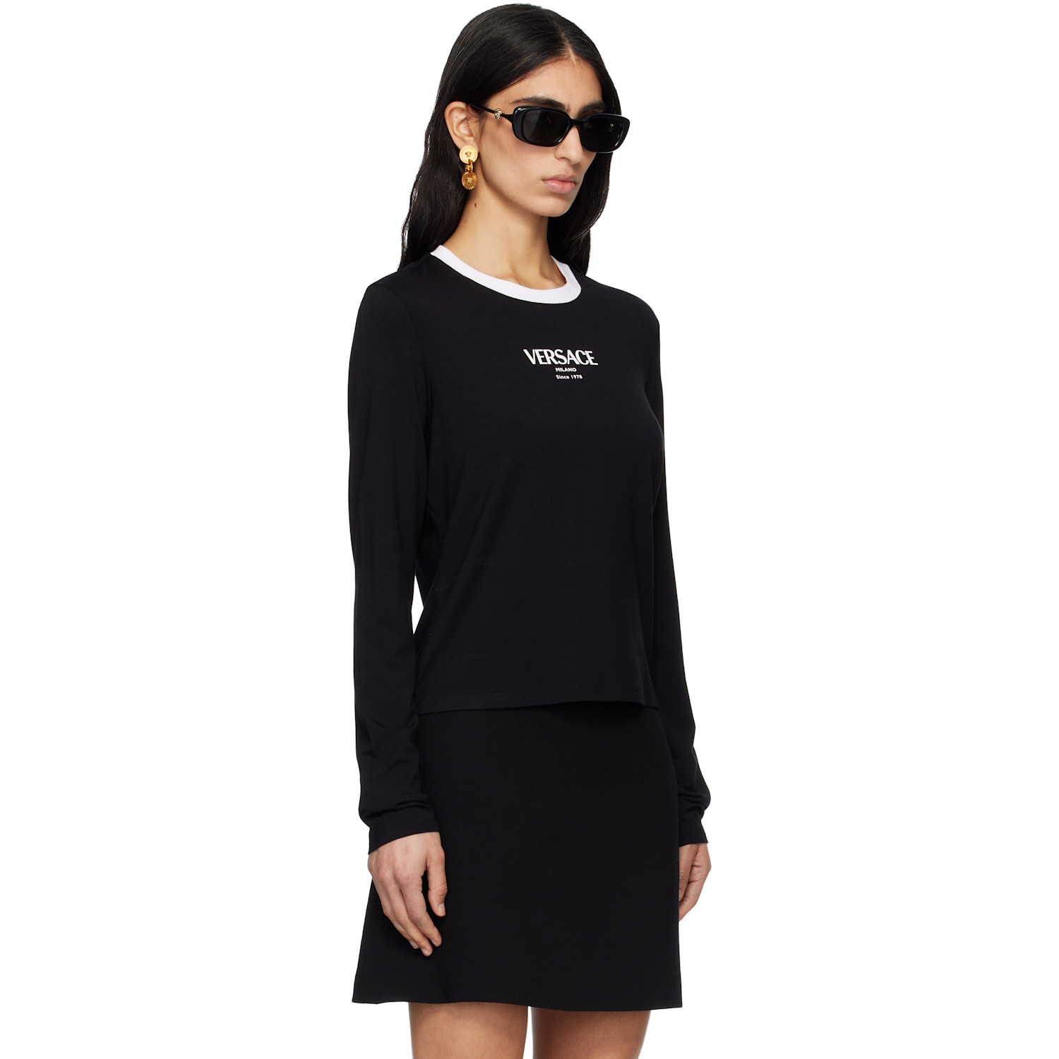  Versace Black Stretch Viscose-jersey T-shirt 